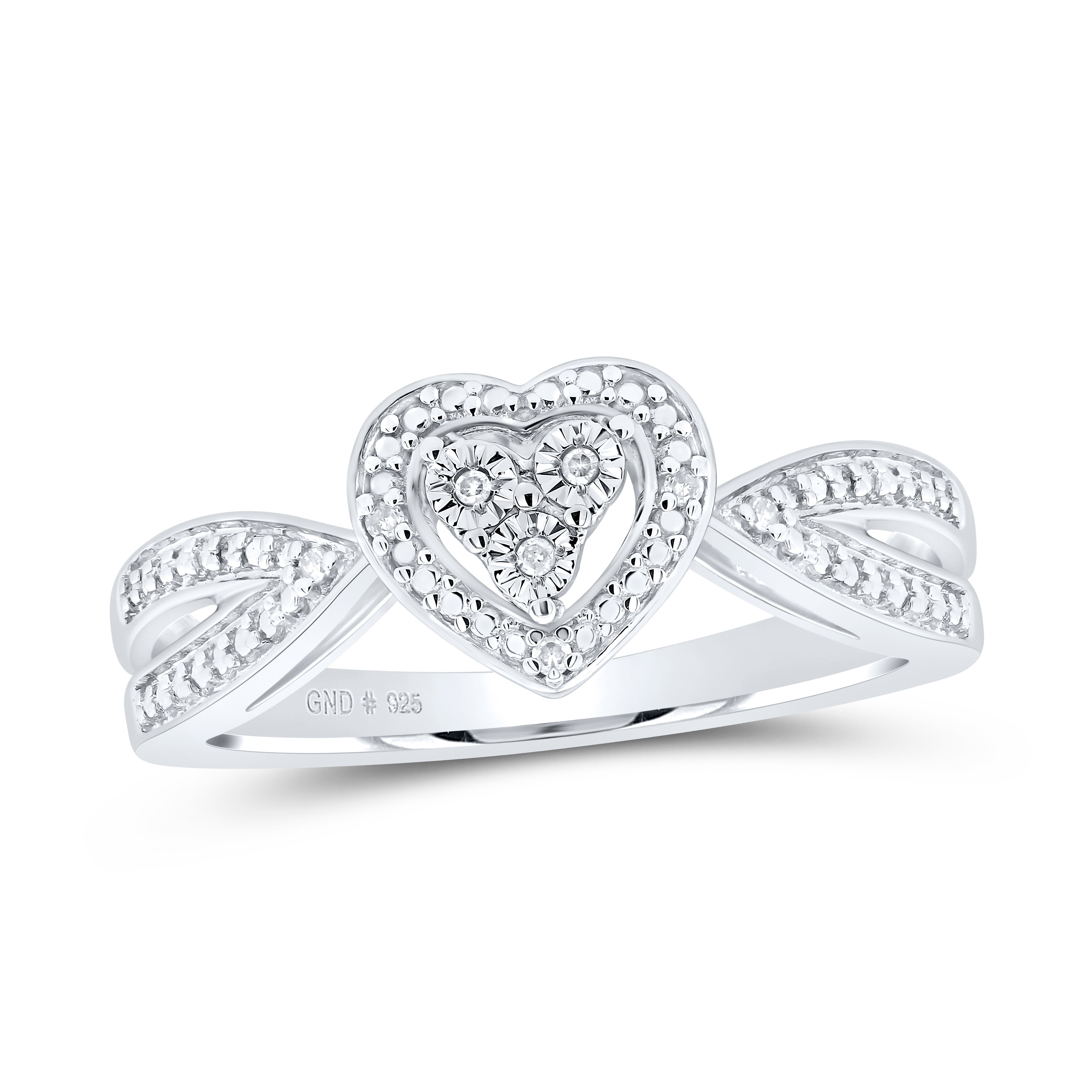 0.03Ctw-Nat Diamond Gift Heart Ring (2.92 grams)