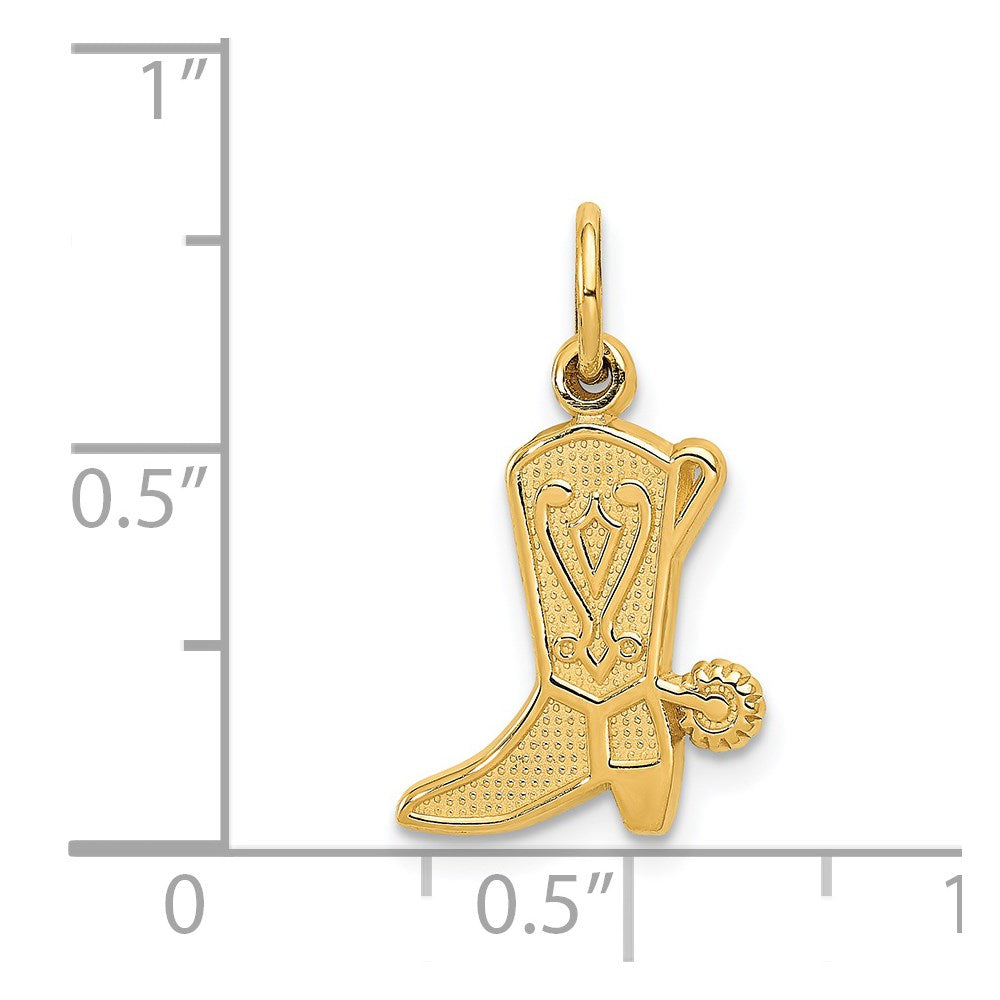14k Yellow Gold 12 mm Cowboy Boot Charm (1.04 grams)