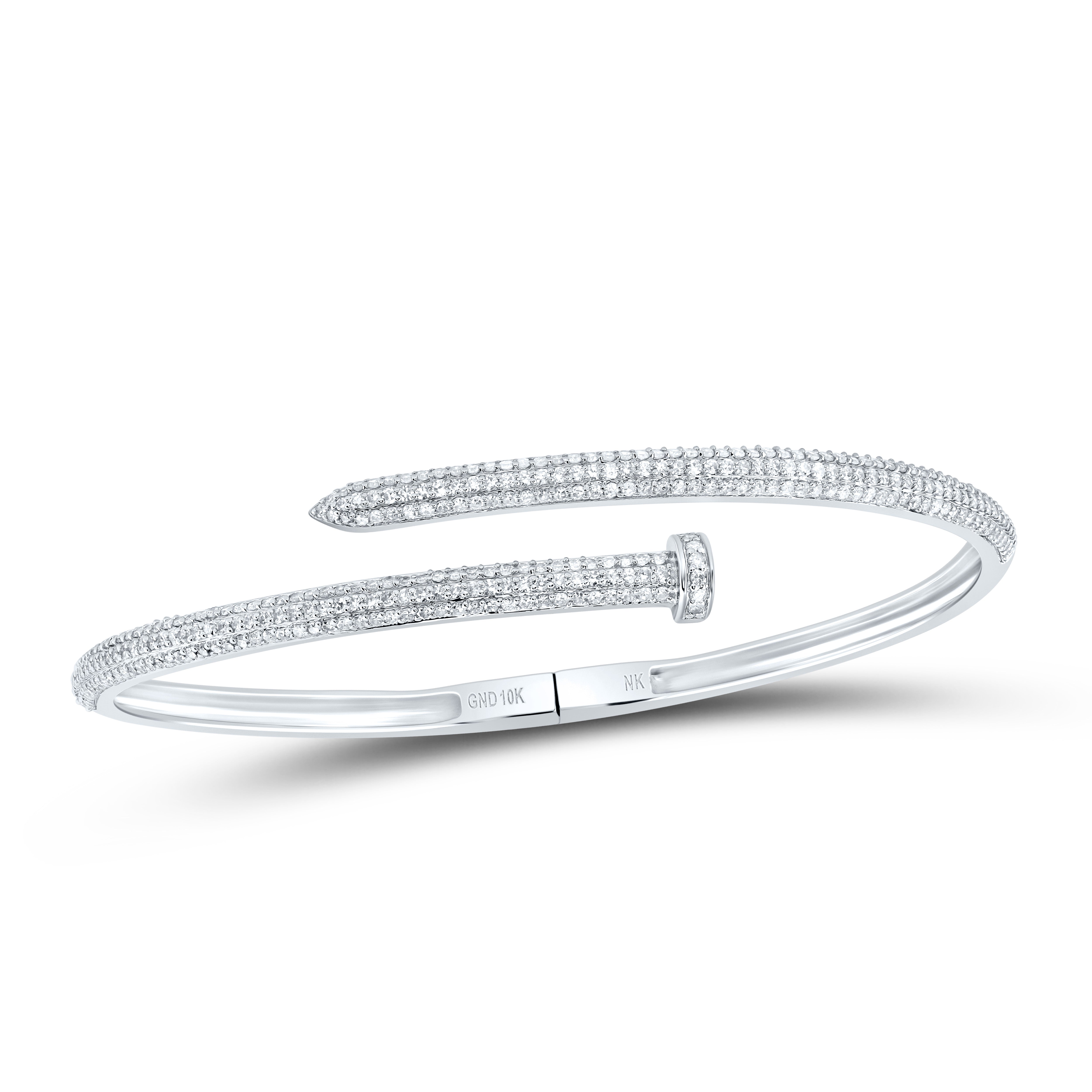 10Kt Gold 1 5/8Ctw-Diamond Nail Bangle (65X55 Mm)