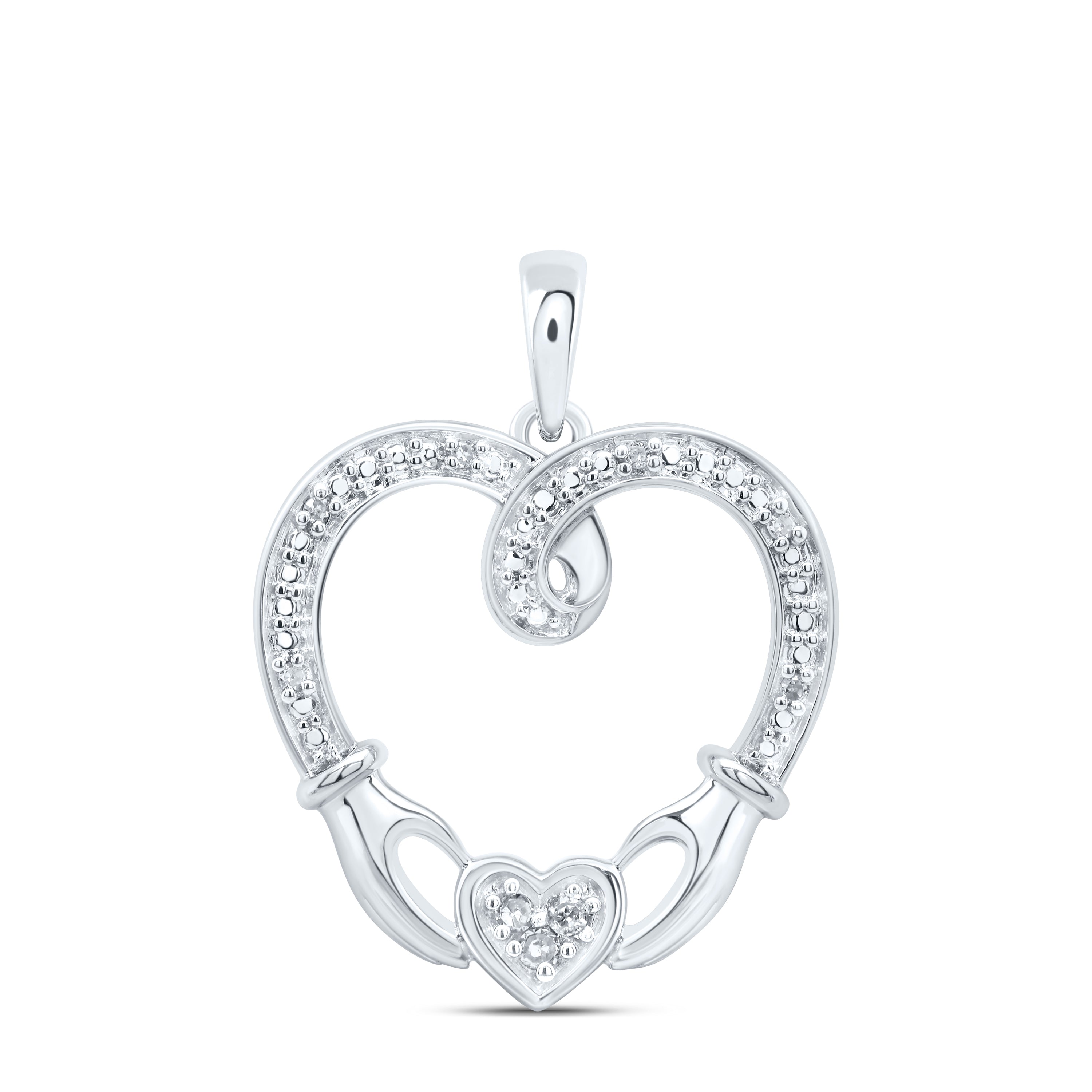 Sterling Silver 1/20Ctw-Dia P1 Gift Heart Pendant
