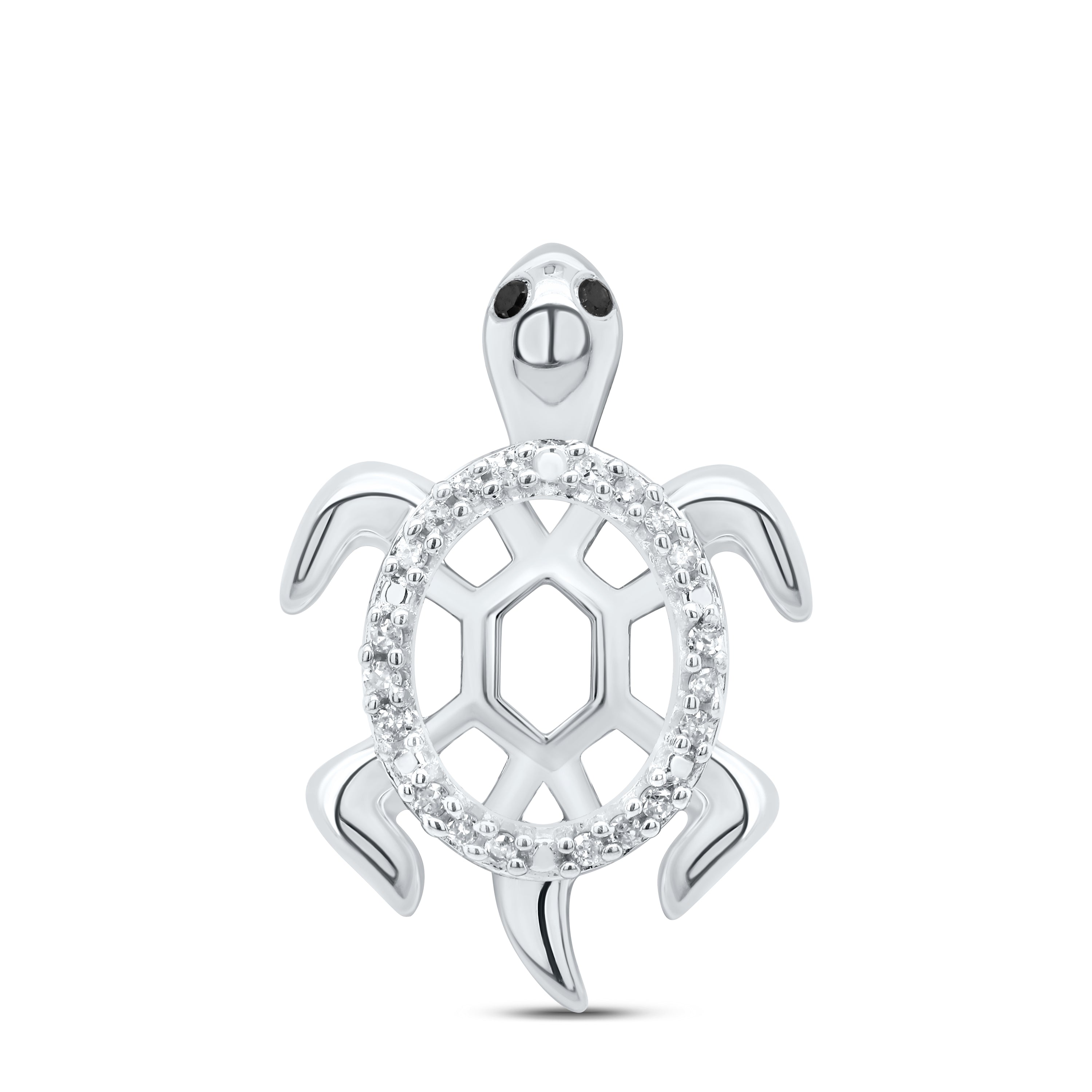 Sterling Silver 1/12Ctw-Dia P1 Gift Turtle Pendant