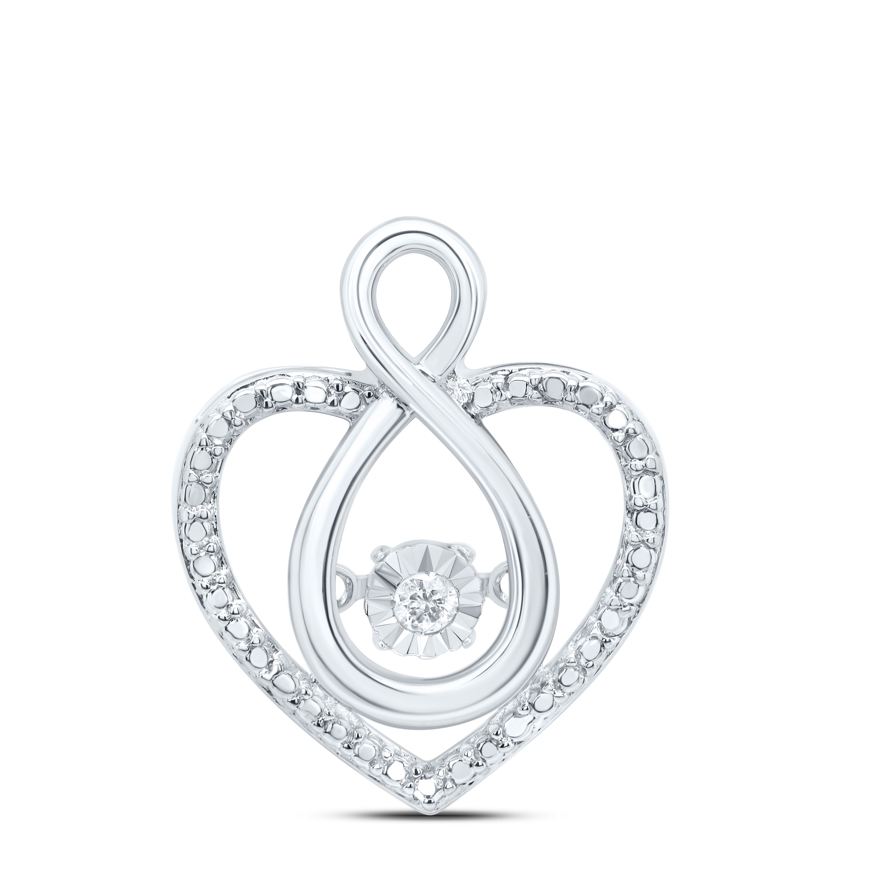 Sterling Silver 0.030Ctw-Dia P1 Gift Heart Pendant