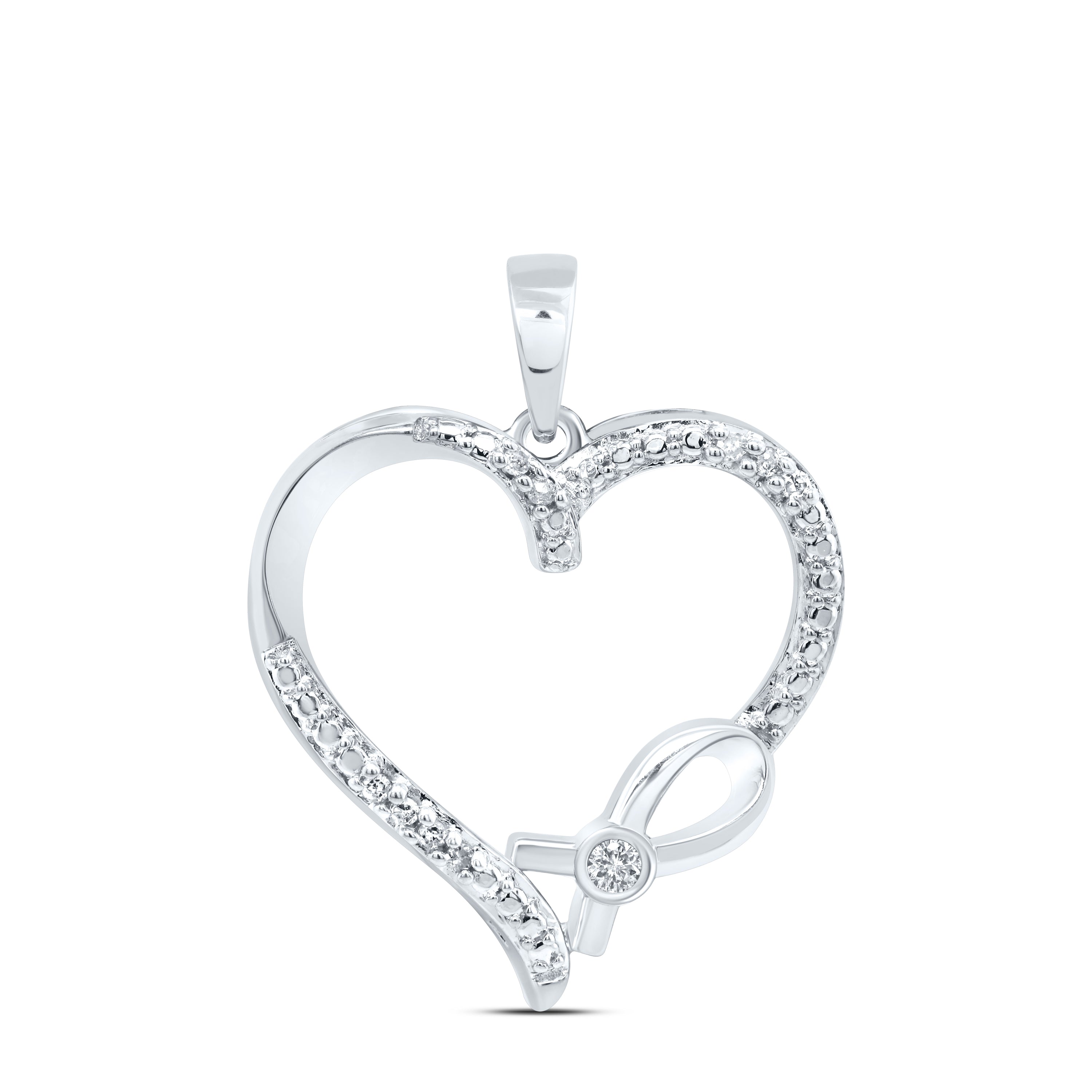 Sterling Silver 1/20Ctw-Dia P1 Gift Heart Pendant