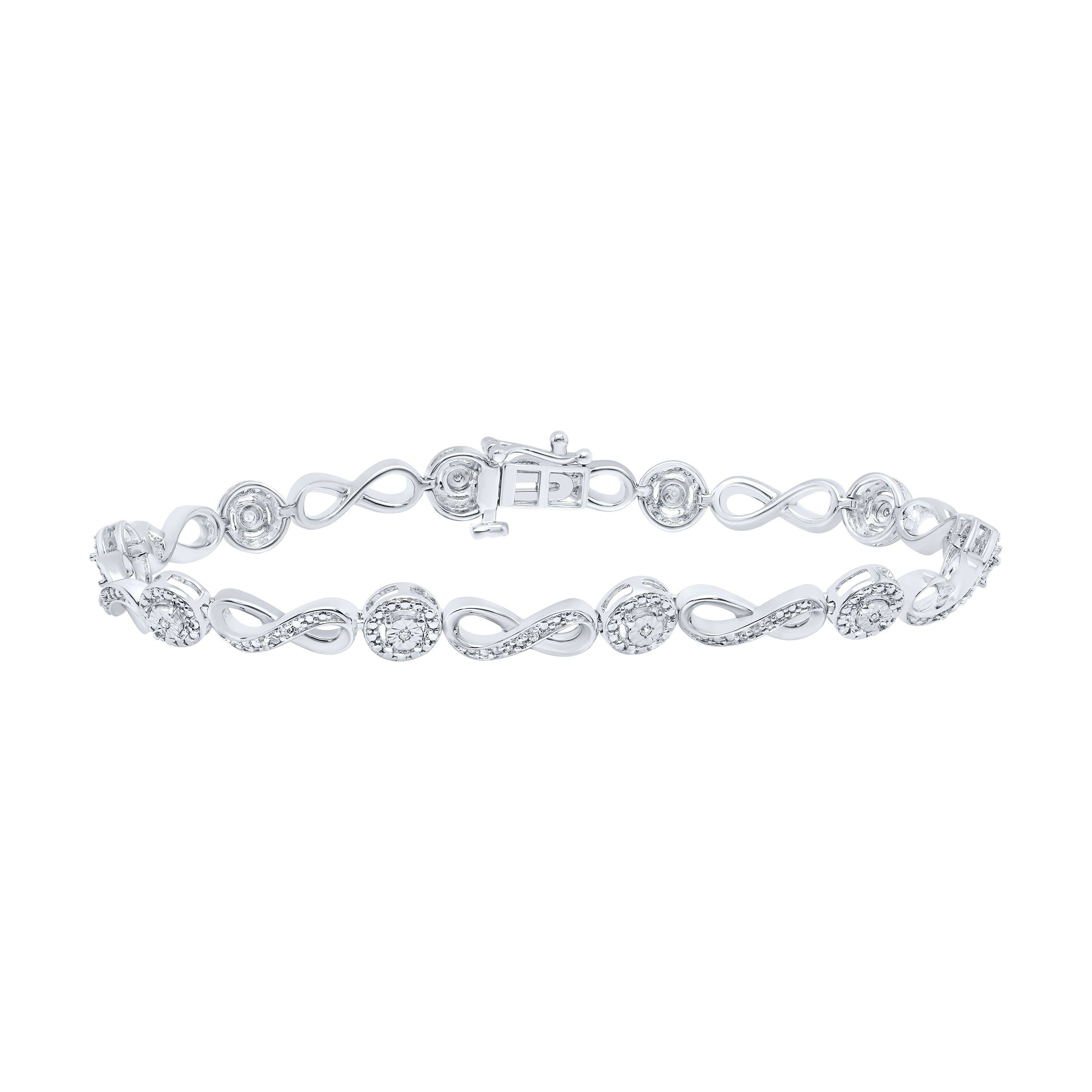 Sterling Silver 1/6Ctw-Diamond Gift Bracelet (7 Inch)