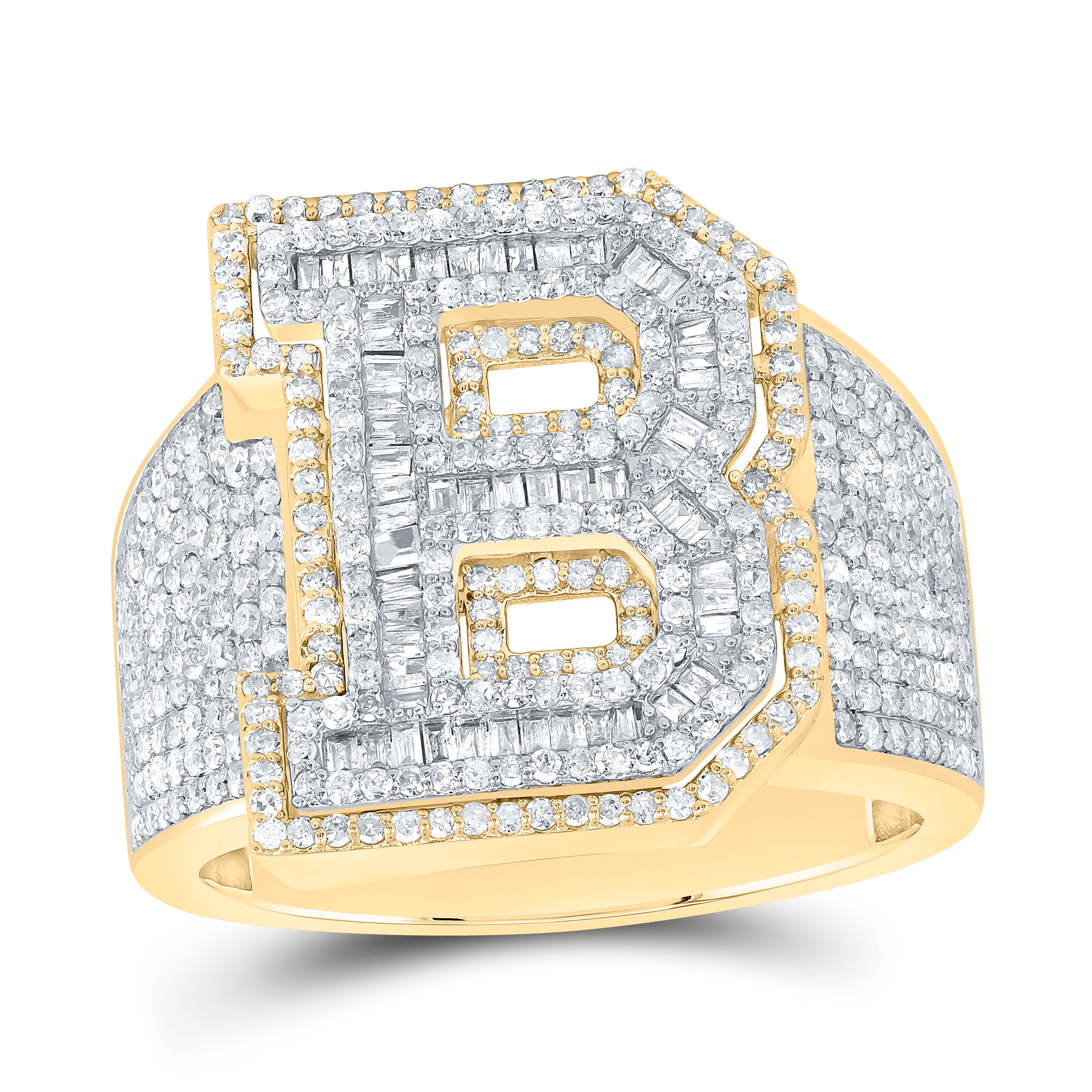 1 5/8Ctw-Dia P1 Initial "B" Men's Ring (9.9 grams)