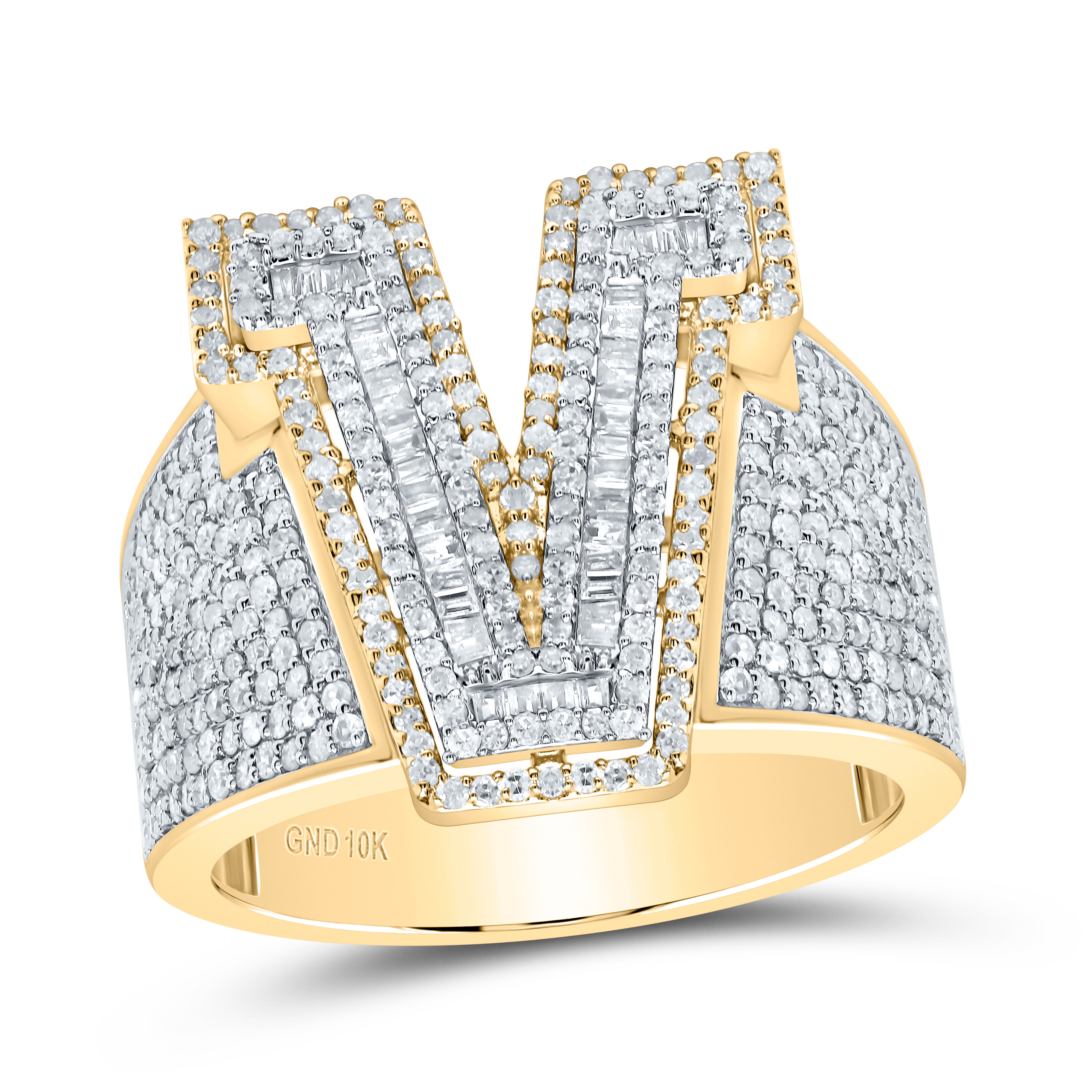 1 1/2Ctw-Dia P1 Initial "V" Men's Ring (10.06 grams)