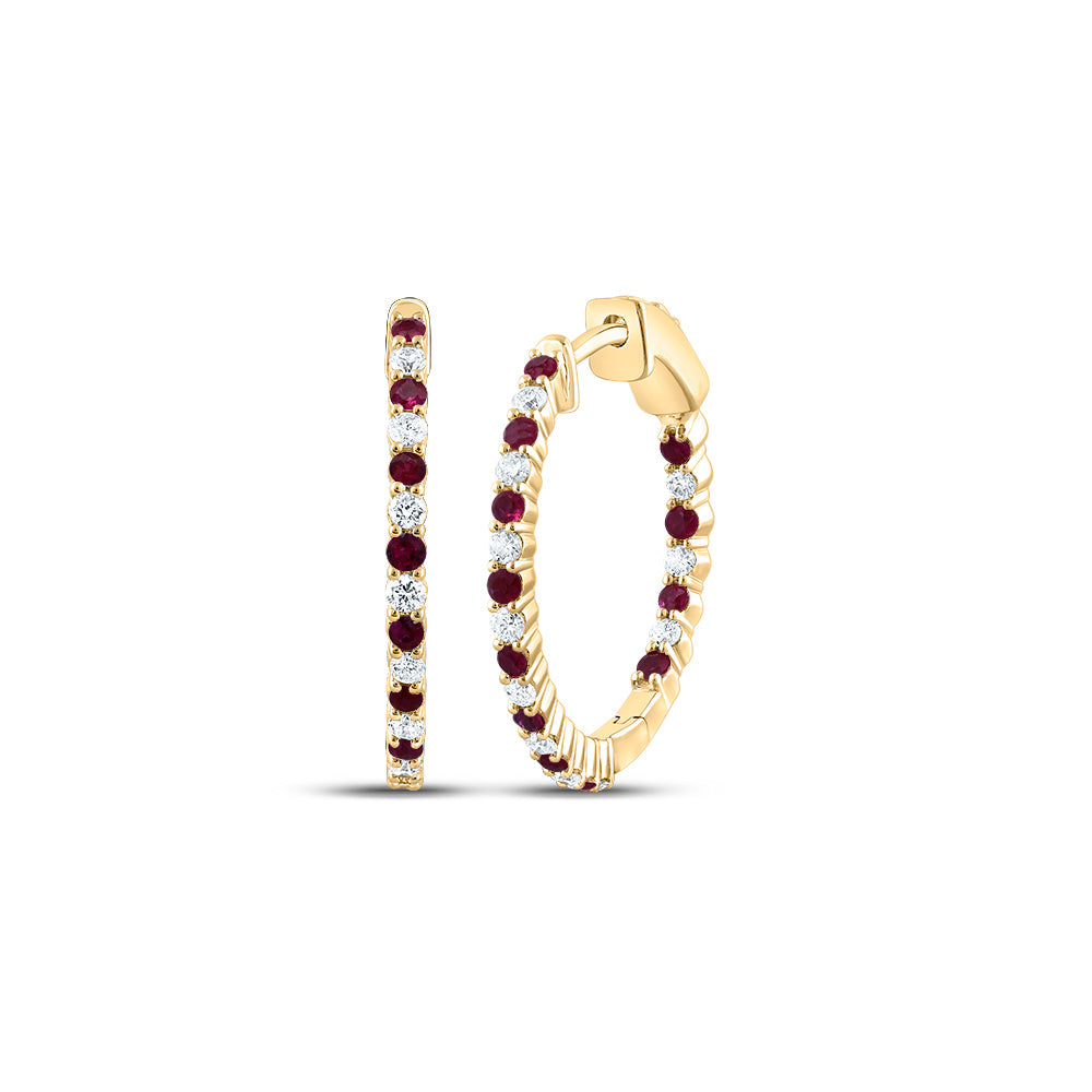 1/2Ctw-Nat Dia Cn 1/2 Ctw Rd-Ru Nat Gem Hoop Earring