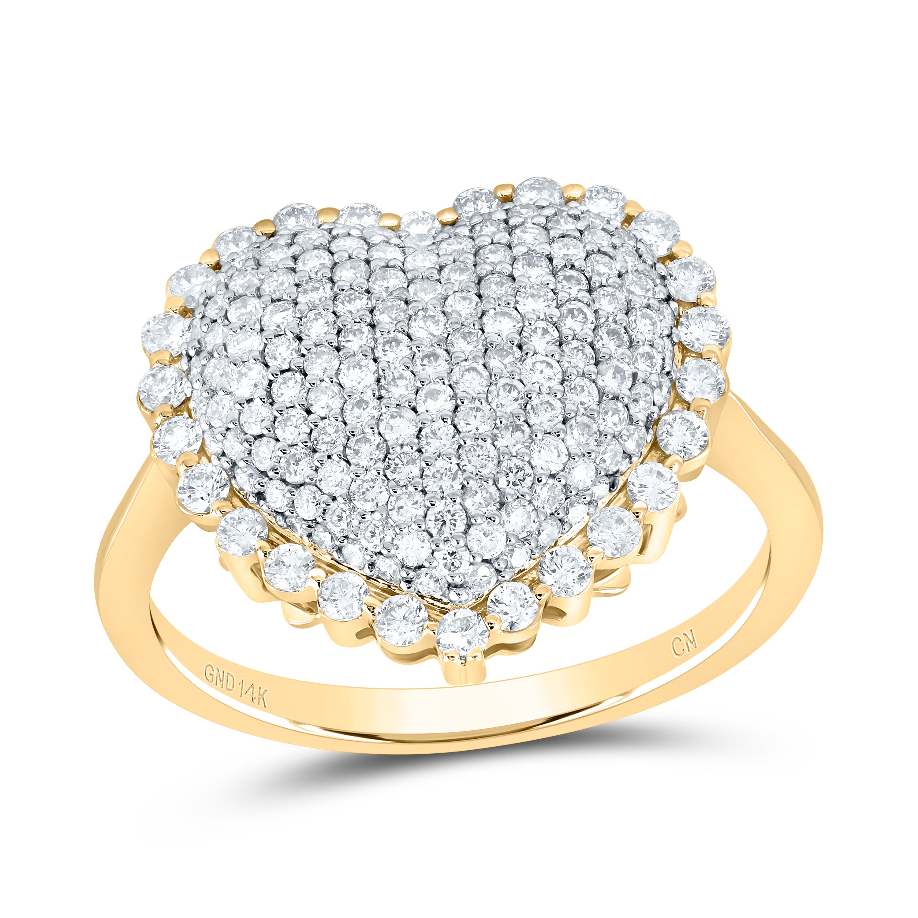 1Ctw-Nat Dia Cn Fashion Heart Ring (3.92 grams)
