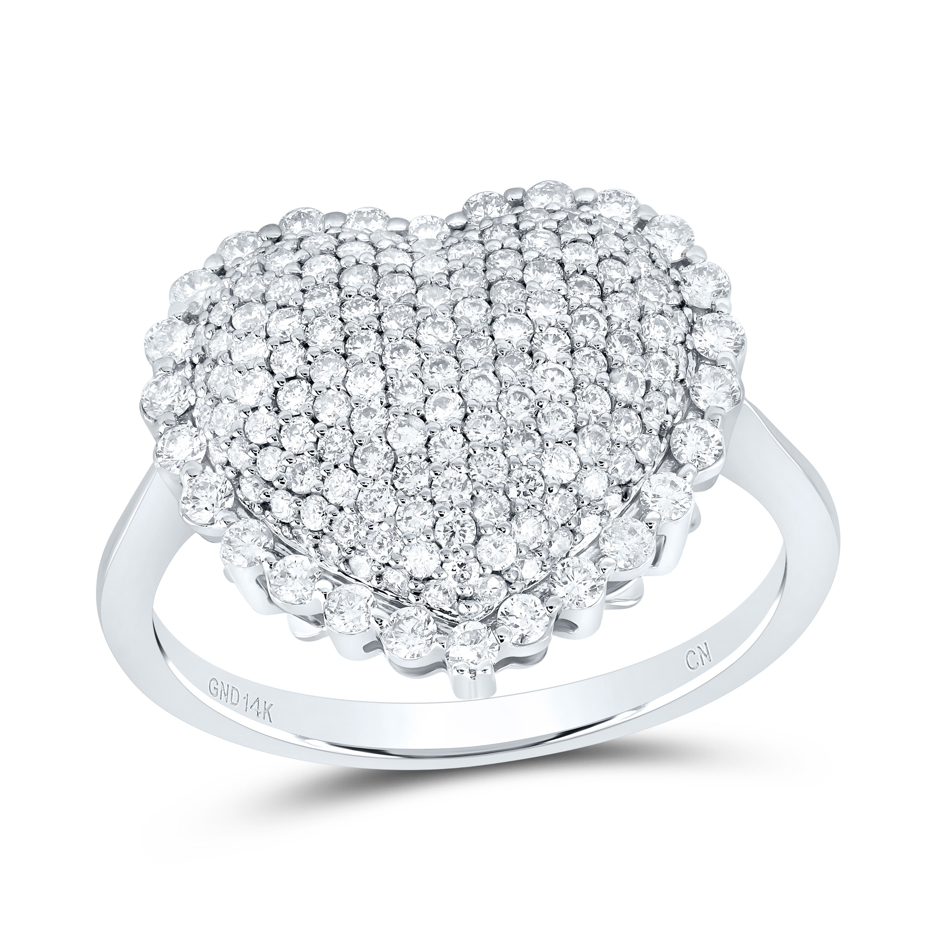 1Ctw-Nat Dia Cn Fashion Heart Ring (3.51 grams)