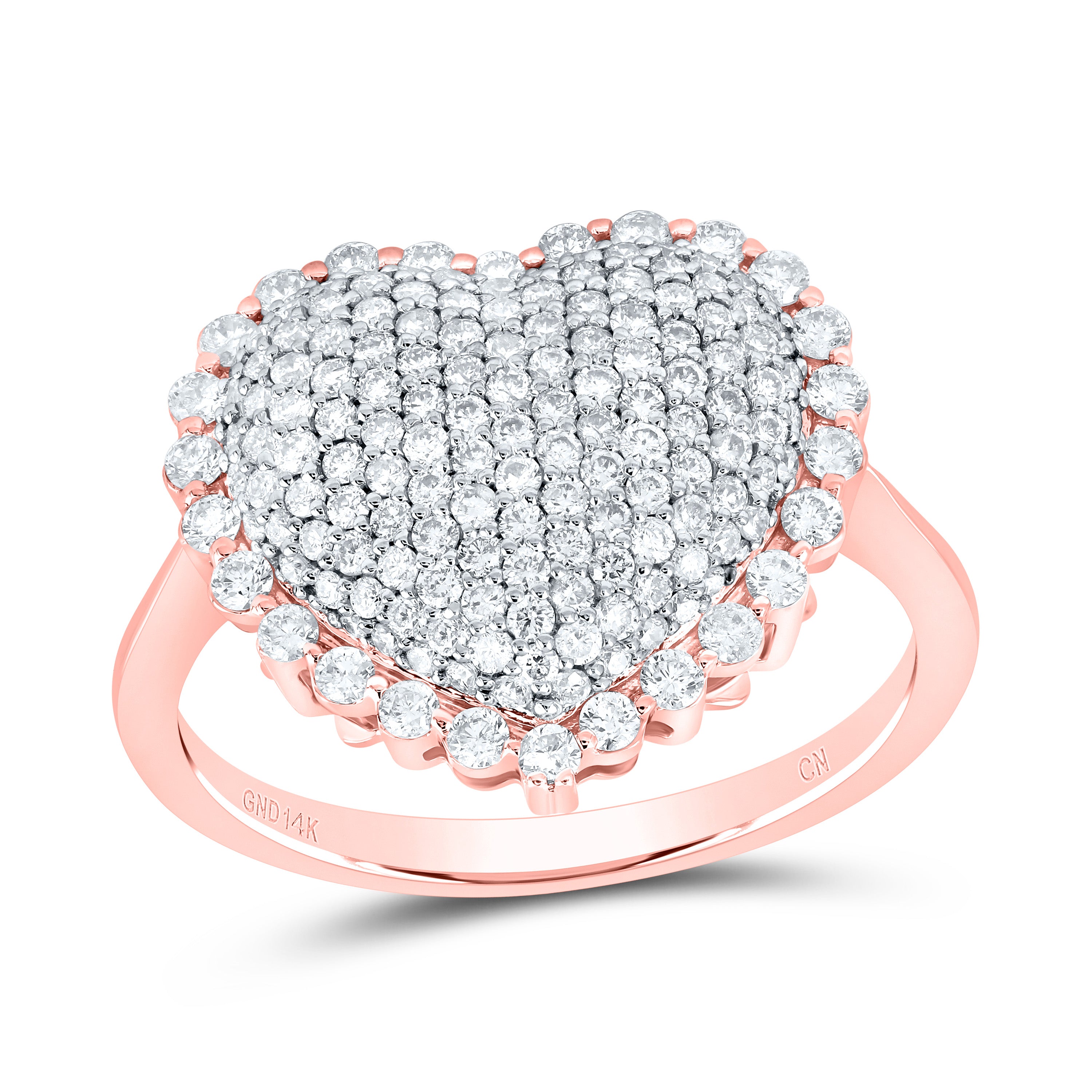 1Ctw-Nat Dia Cn Fashion Heart Ring (3.63 grams)