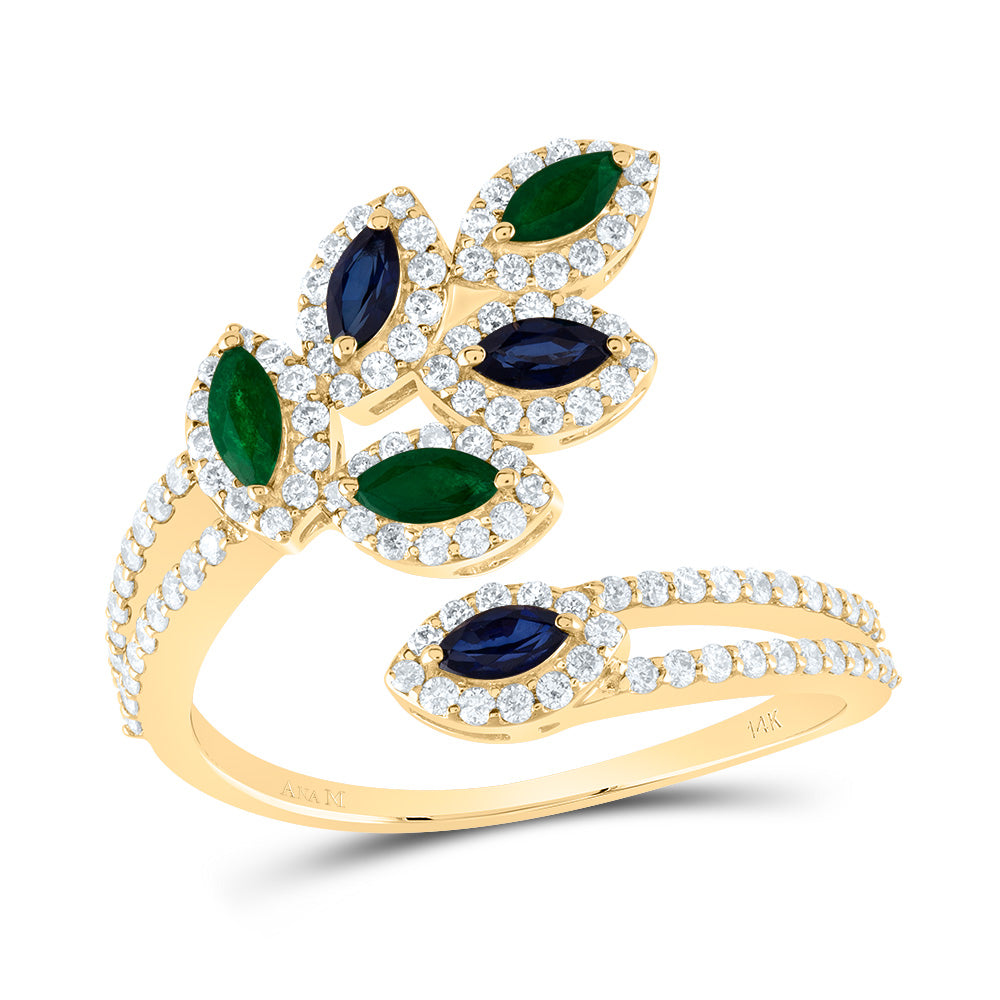 1/2Ctw-Nat Dia Ana M 1/4Ctw Mq-Em, 1/3Ctw-Mq-Bs Nat Gem Ring (3.24 grams)