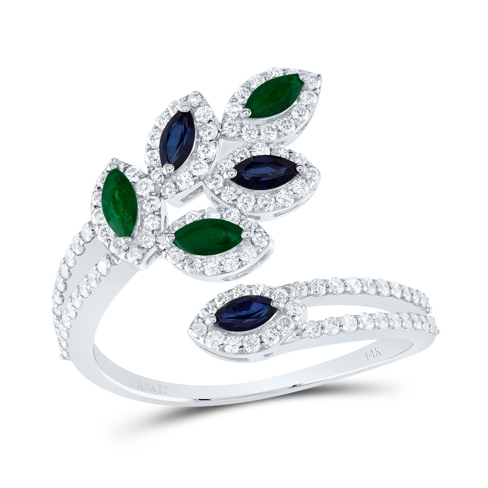 1/2Ctw-Nat Dia Ana M 1/4Ctw Mq-Em, 1/3Ctw-Mq-Bs Nat Gem Ring (3.19 grams)