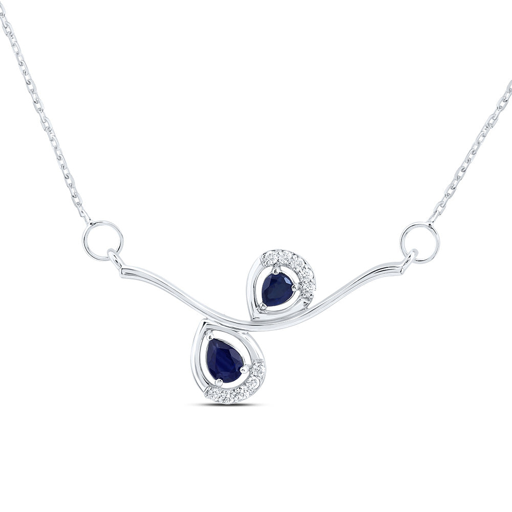 14Kt Gold 1/20Ctw-Diamond 1/3Ct Ps-Bs Nat Gem Fashion Necklace(18 Inch)