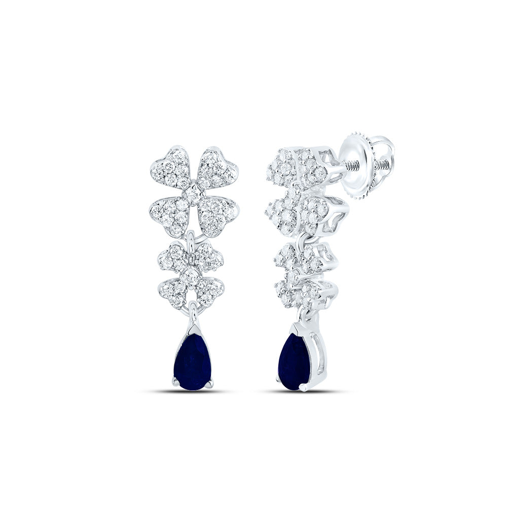 14Kt Gold 3/8Ctw-Dia Cn 5X3Mm Ps-Bs Nat Gem Fashion Flower Earring