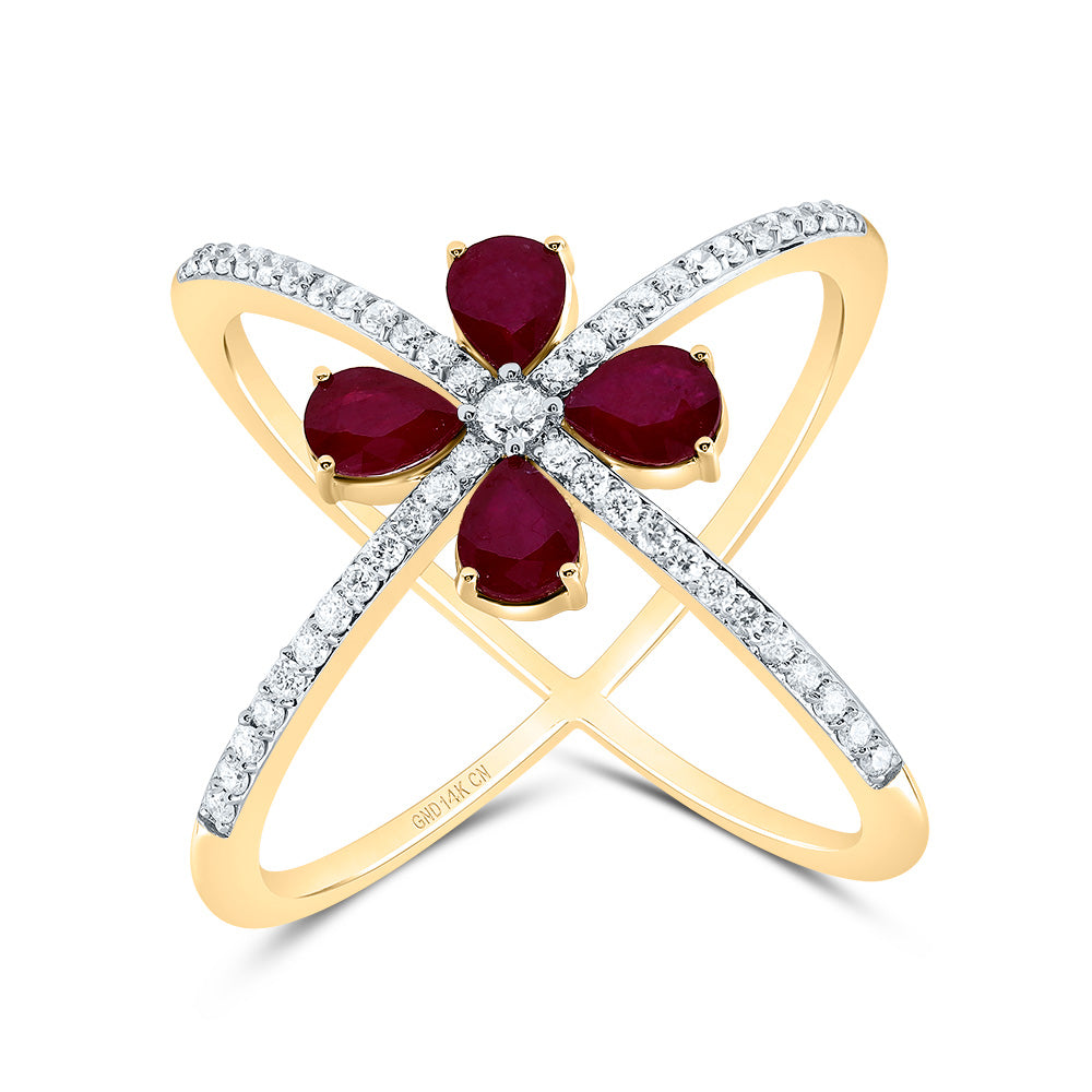 1/3Ctw-Nat Dia Cn 1Ctw Ps-Ruby Nat Gem Fashion Ring (4.09 grams)