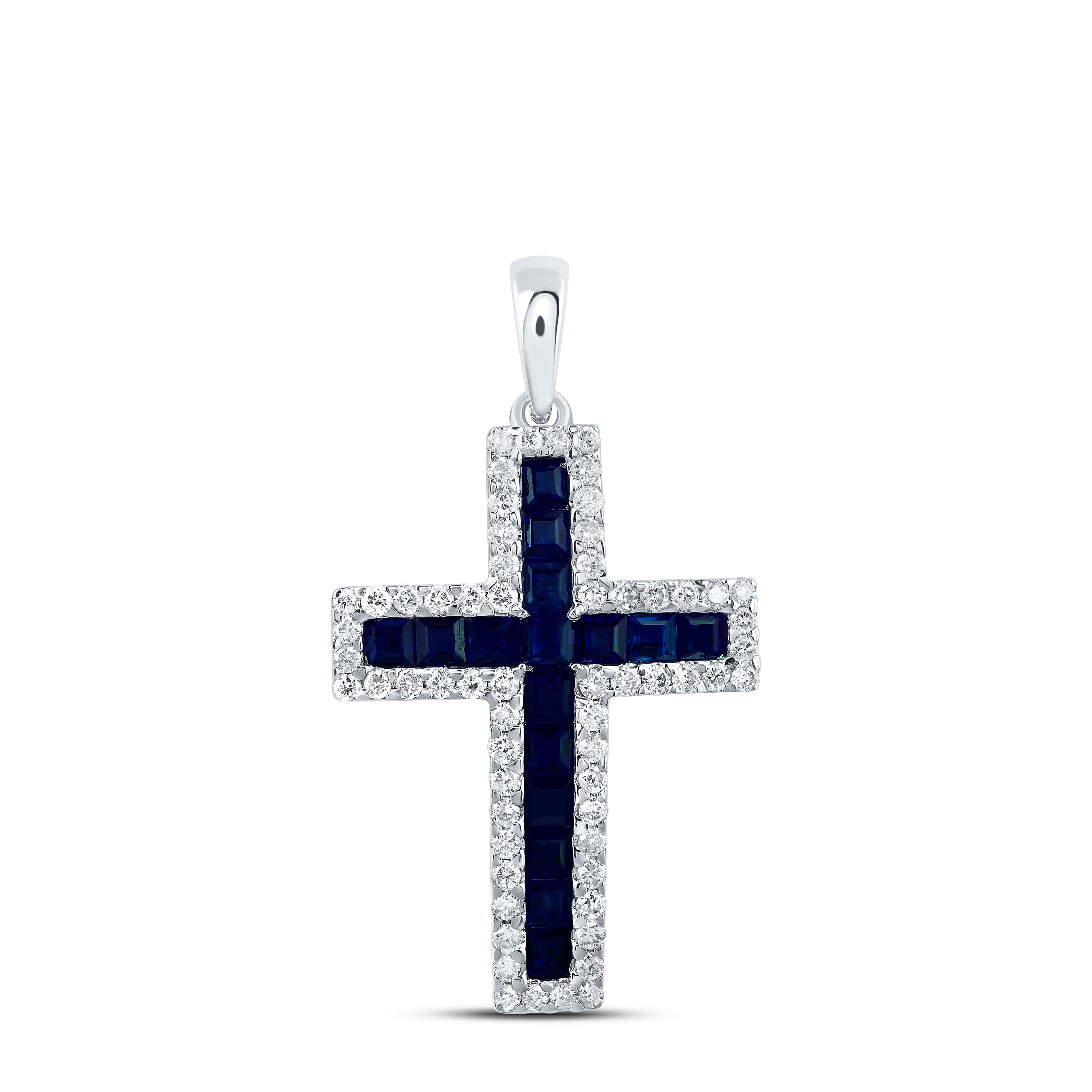 14Kt Gold 1/3Ctw-Diamond 1Ct- Pr-Bs Nat Gem Cross Pendant