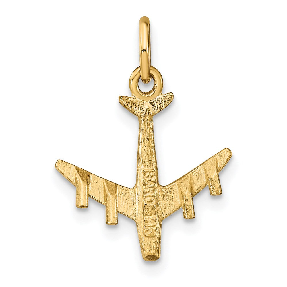 14k Yellow Gold 15.5 mm 3-D Airplane Charm (1 grams)