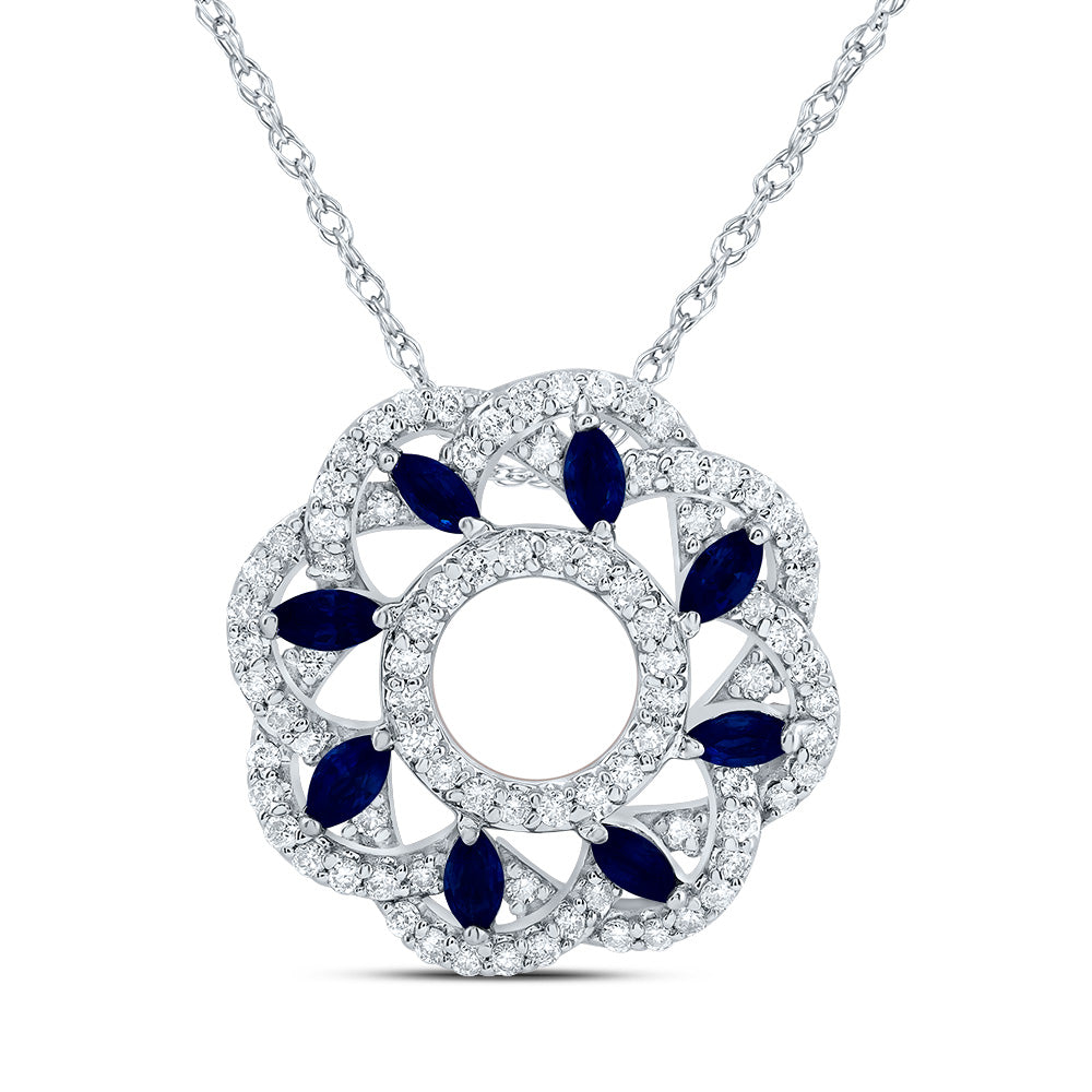 14Kt Gold 1/3Ctw-Diamond 1/3Ct Mq-Bs Nat Gem Fashion Necklace (18 Inch)