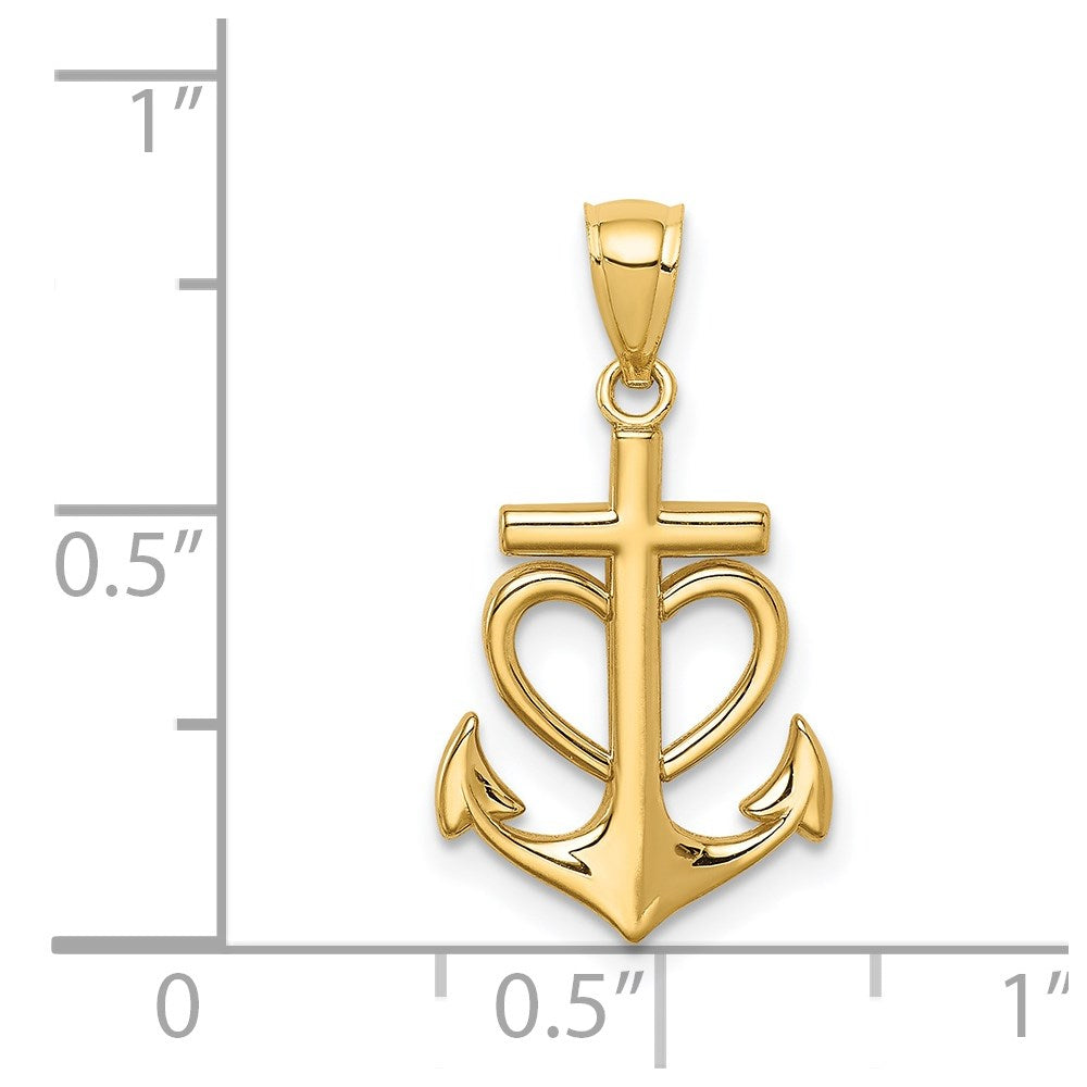 14K Anchor with Heart Pendant (0.71 grams)