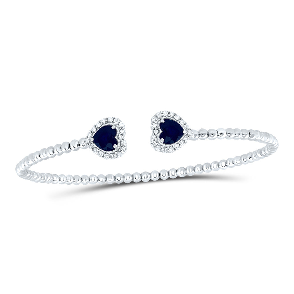 14Kt Gold 1/4Ctw-Dia Cn 5Mm Hs-Bs Nat Gem Heart Bangle (59X53 Mm)