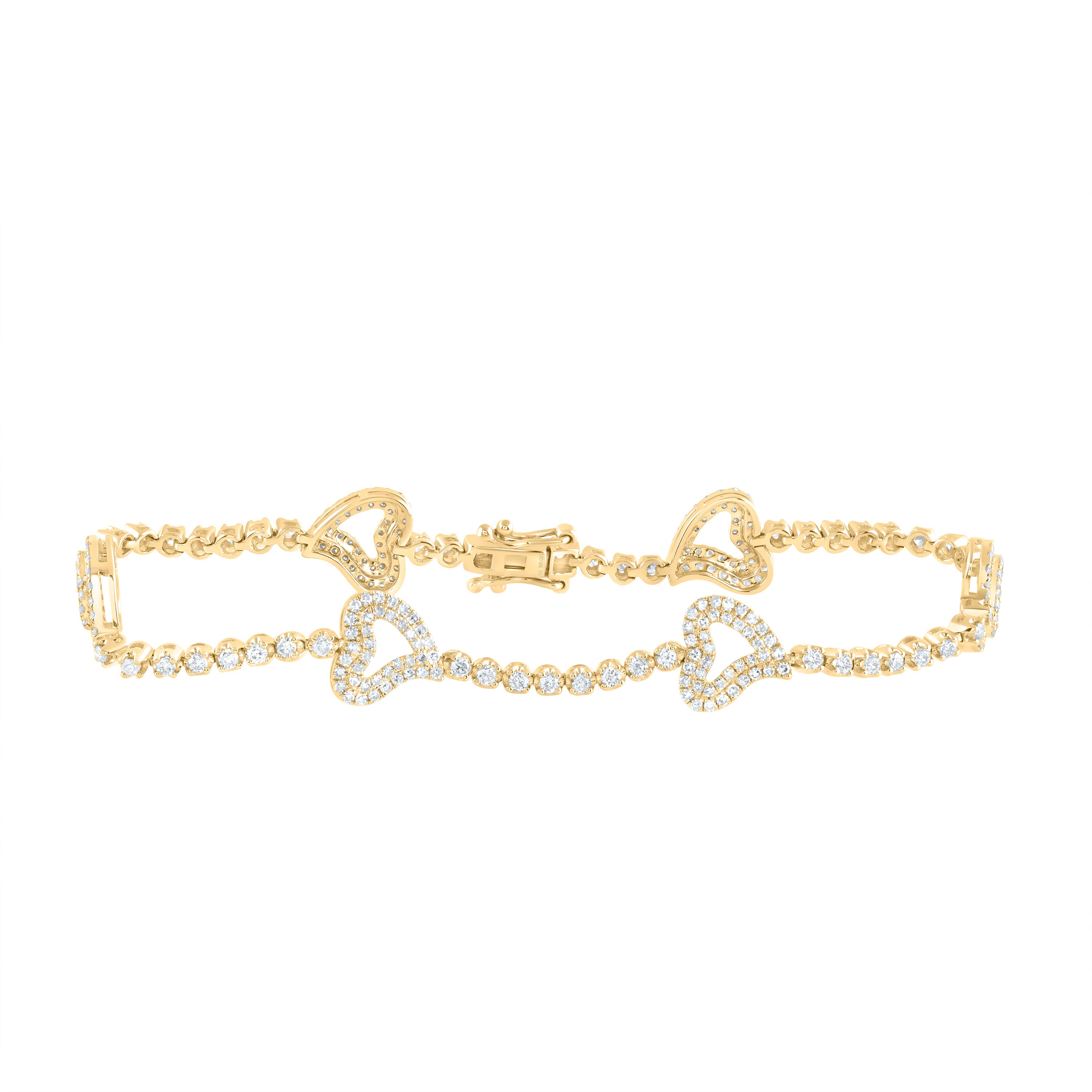 10Kt Gold 2 Ctw-Dia Nk Fashion Heart Bracelet (7 Inch)