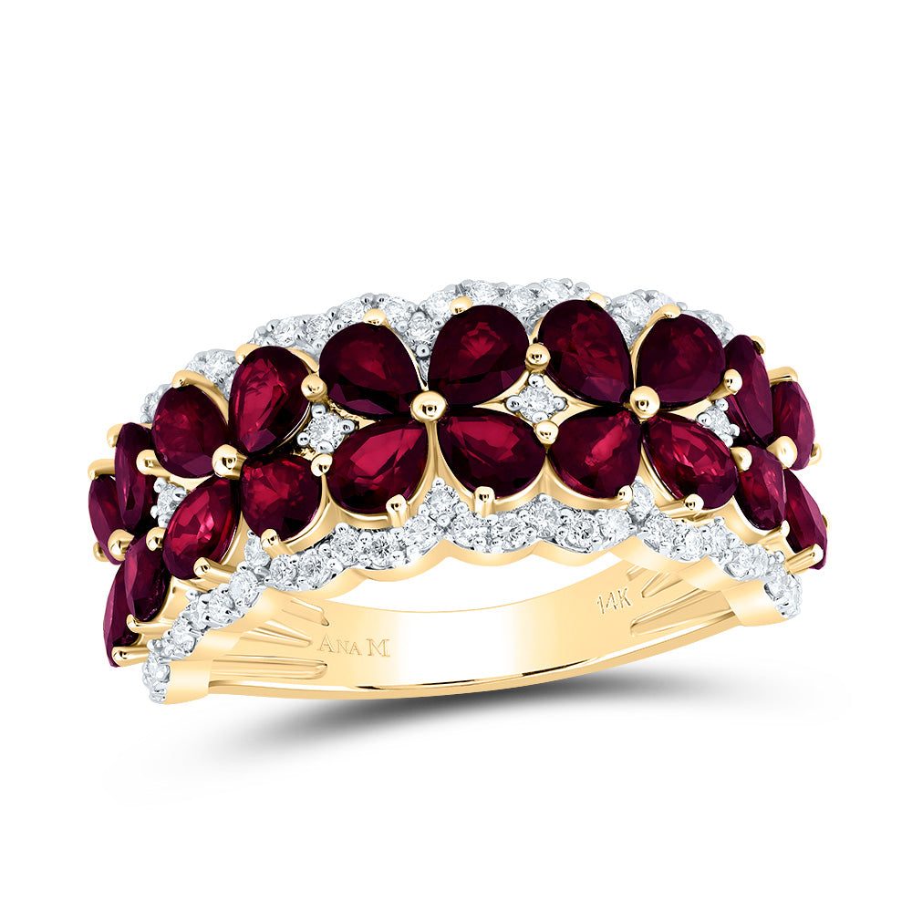 1/2Ctw-Nat Diamond Ana M 4Ctw Ps-Ruby Nat Gem Ring (4.75 grams)