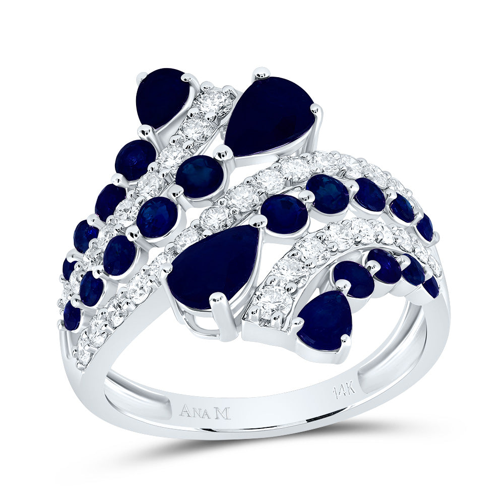 3/4Ctw-Nat Dia Ana M 1Ctw Rd-Bs,1 1/3Ctw Ps-Bs Nat Gem Ring (3.72 grams)