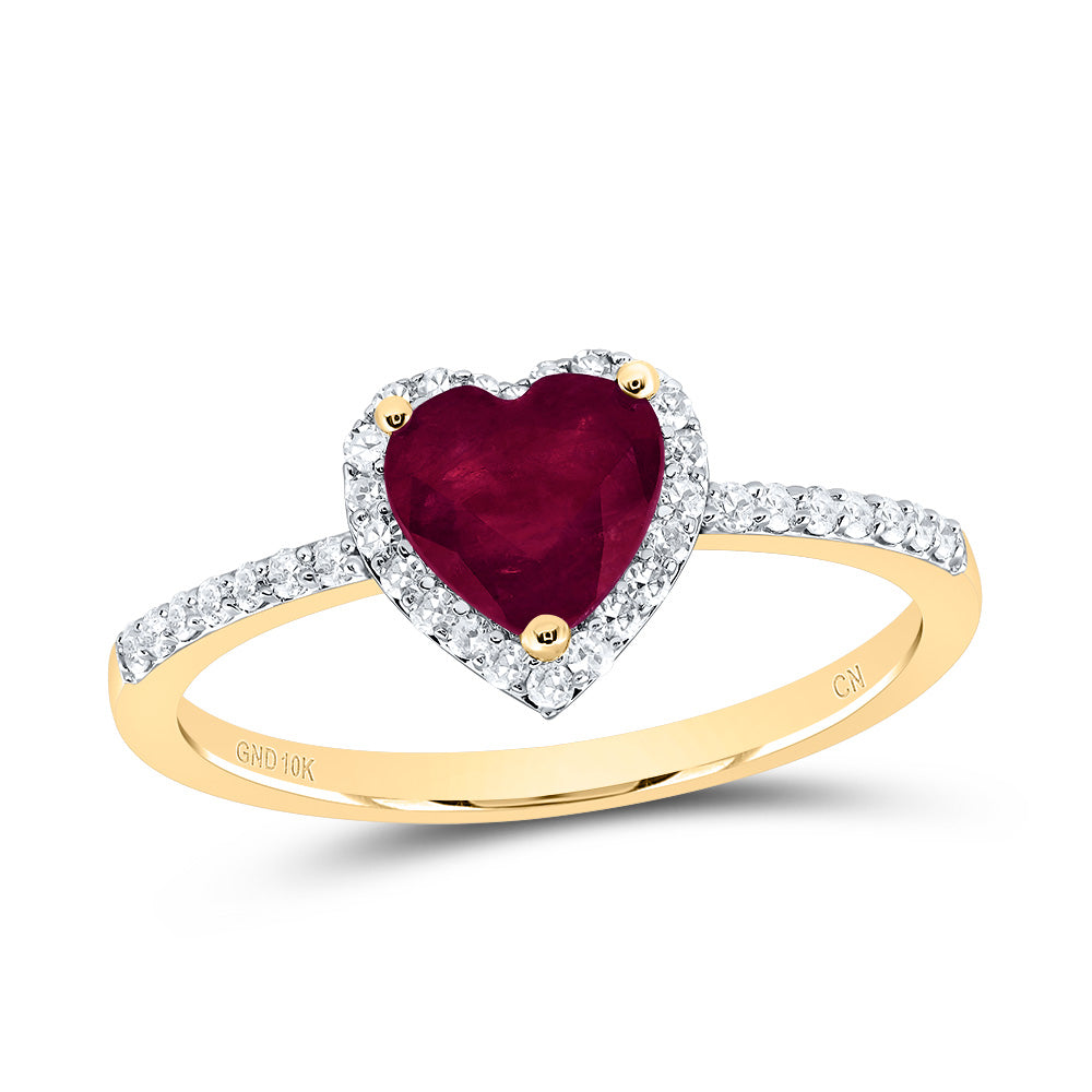 1/5Ctw-Nat Dia Cn 6X6Mm Hs-Ru Nat Gem Heart Ring (1.54 grams)