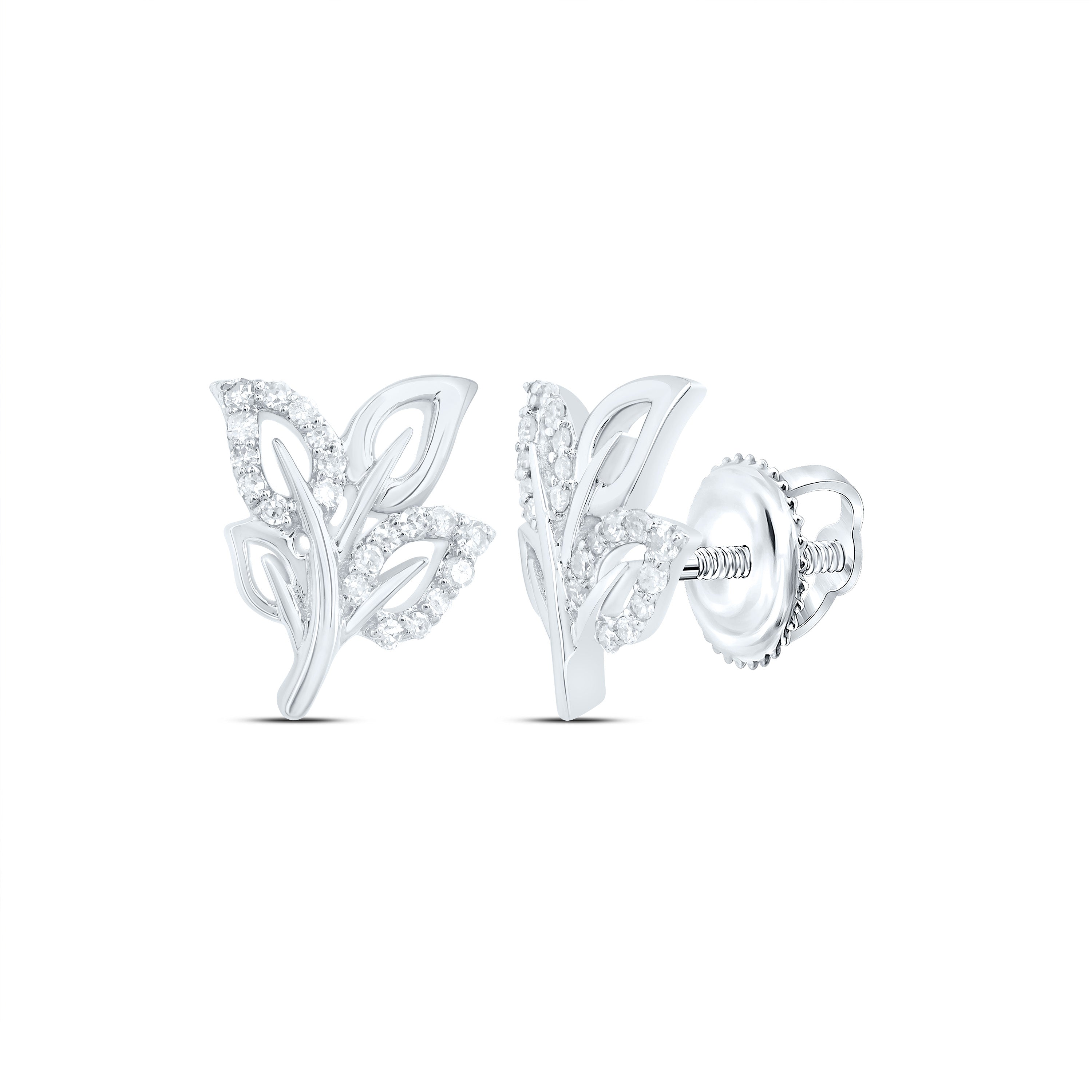 1/8Ctw-Nat Dia P1 Gift Leaf Stud Earring
