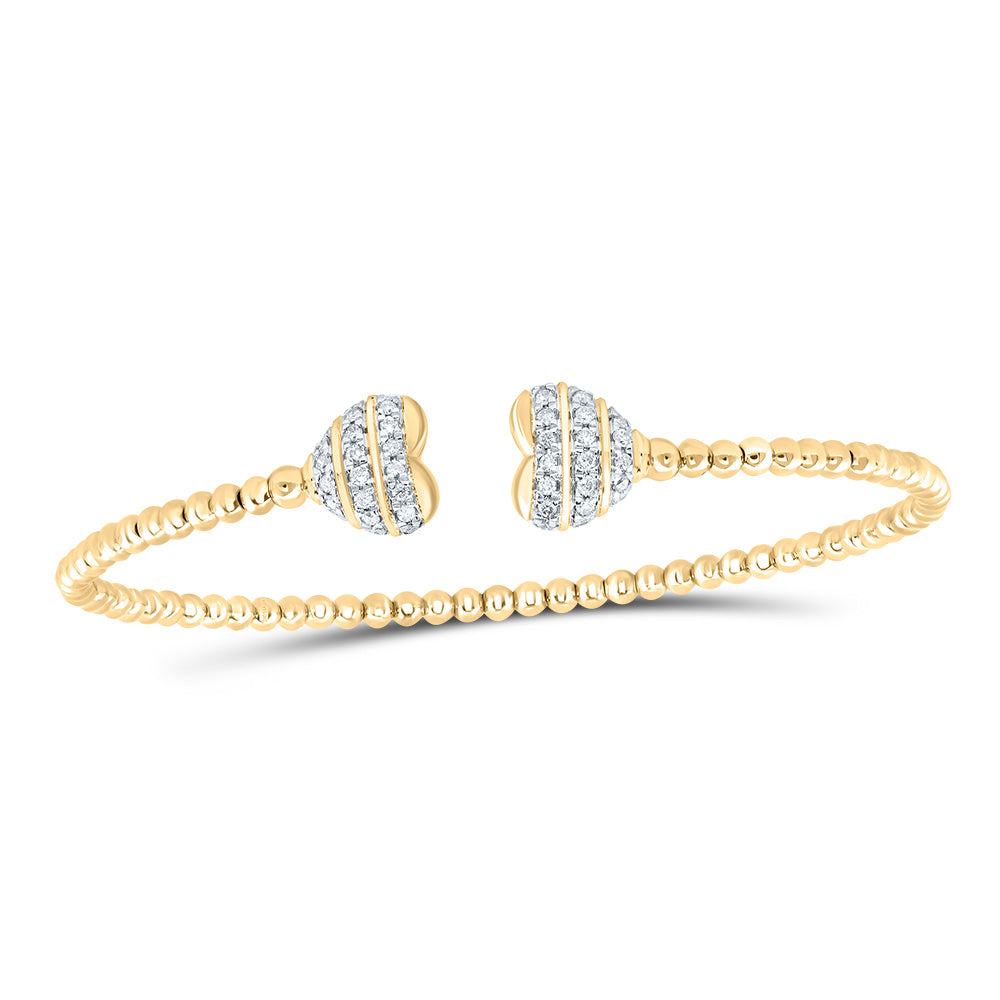 14Kt Gold 1/4Ctw-Dia Cn Fashion Heart Bangle (65X52 Mm)