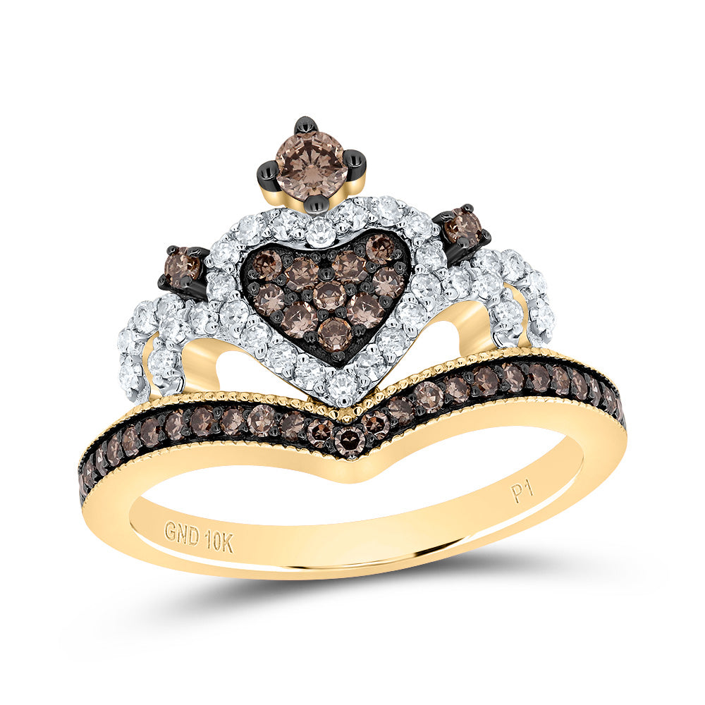 1/2Ctw-Nat Dia P1 Gift Cognac Natural Crown Ring (3.13 grams)