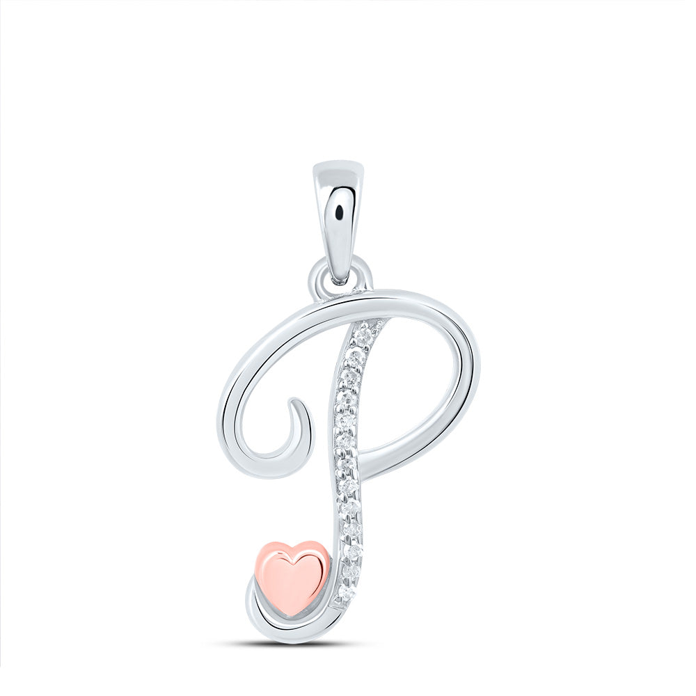 Sterling Silver 1/20Ctw-Dia P1 Gift Initial P" Pendant"