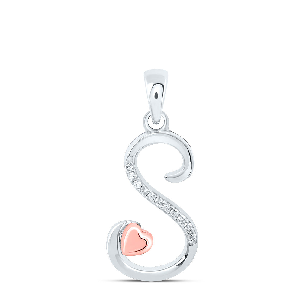 Sterling Silver 1/20Ctw-Dia P1 Gift Initial S" Pendant"
