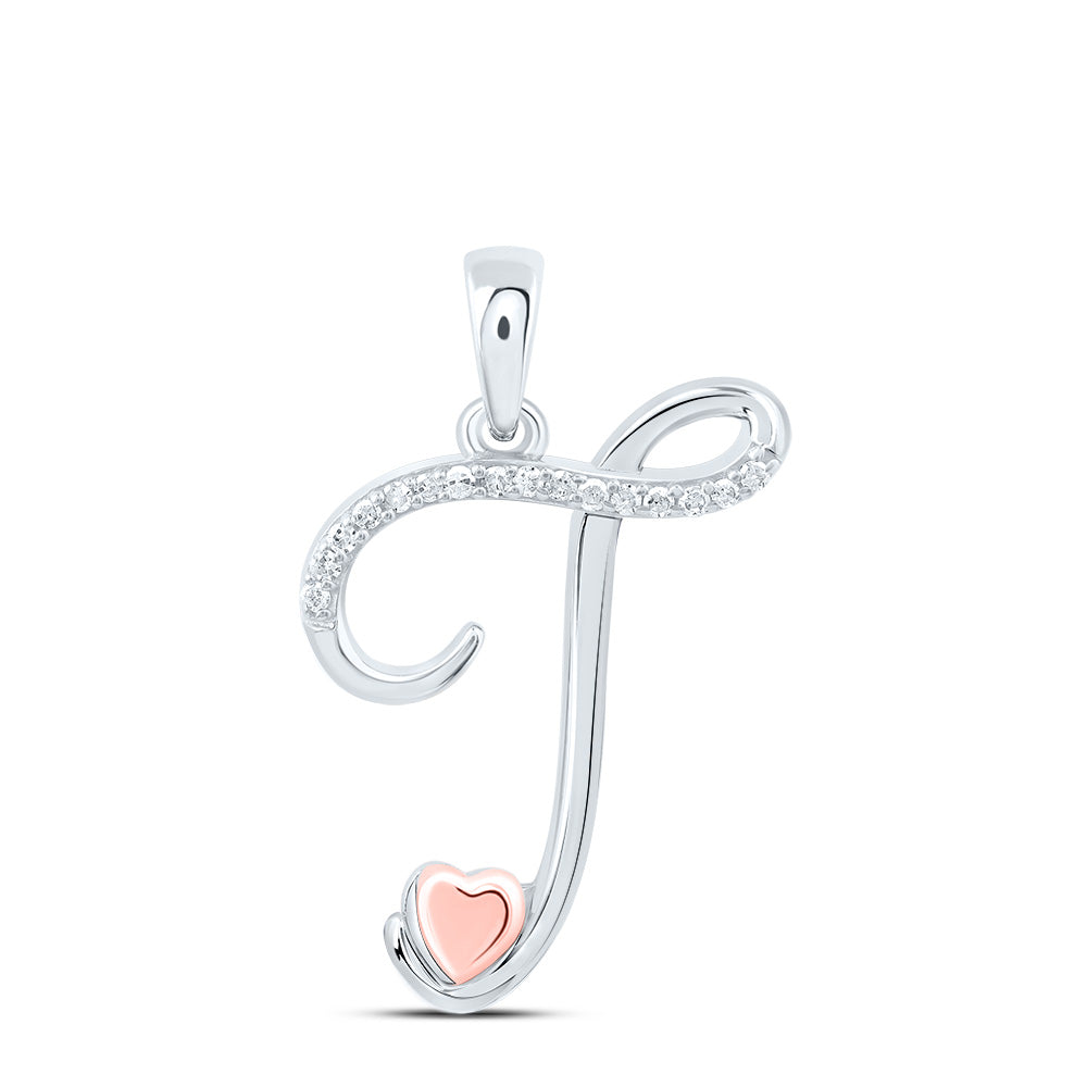 Sterling Silver 1/12Ctw-Dia P1 Gift Initial T" Pendant"