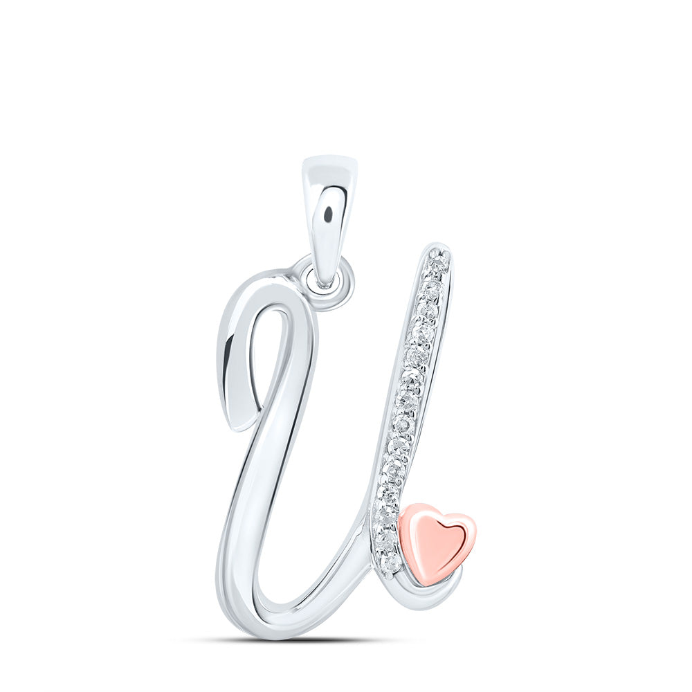 Sterling Silver 1/20Ctw-Dia P1 Gift Initial U" Pendant"