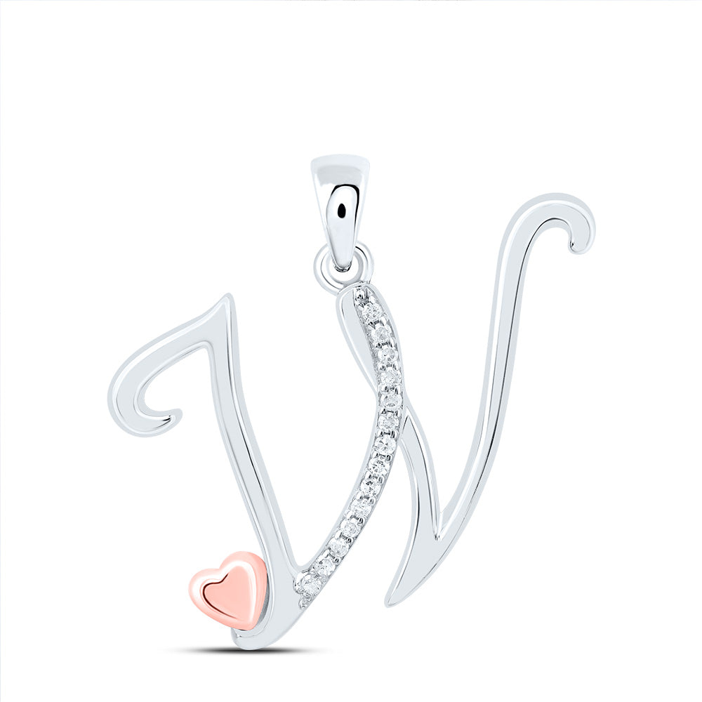 Sterling Silver 1/20Ctw-Dia P1 Gift Initial W" Pendant"