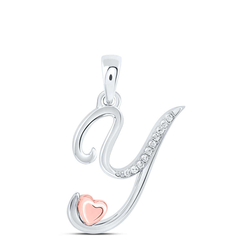 Sterling Silver 1/20Ctw-Dia P1 Gift Initial Y" Pendant"