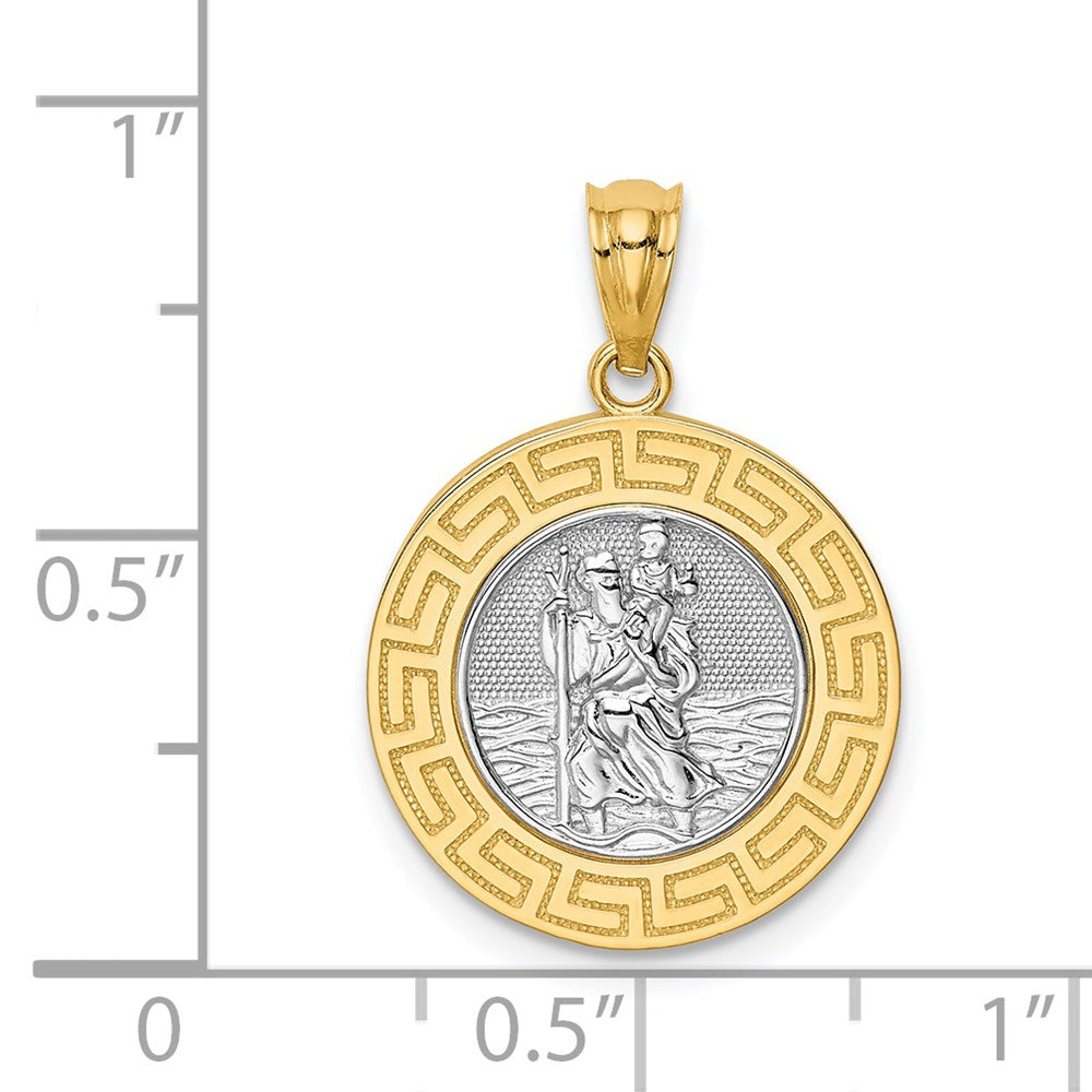 14k Yellow & Rhodium 16.25 mm St. Christopher Medal (1.42 grams)