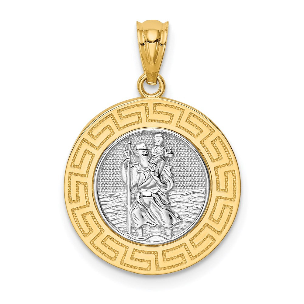 14k Yellow & Rhodium 16.25 mm St. Christopher Medal (1.42 grams)