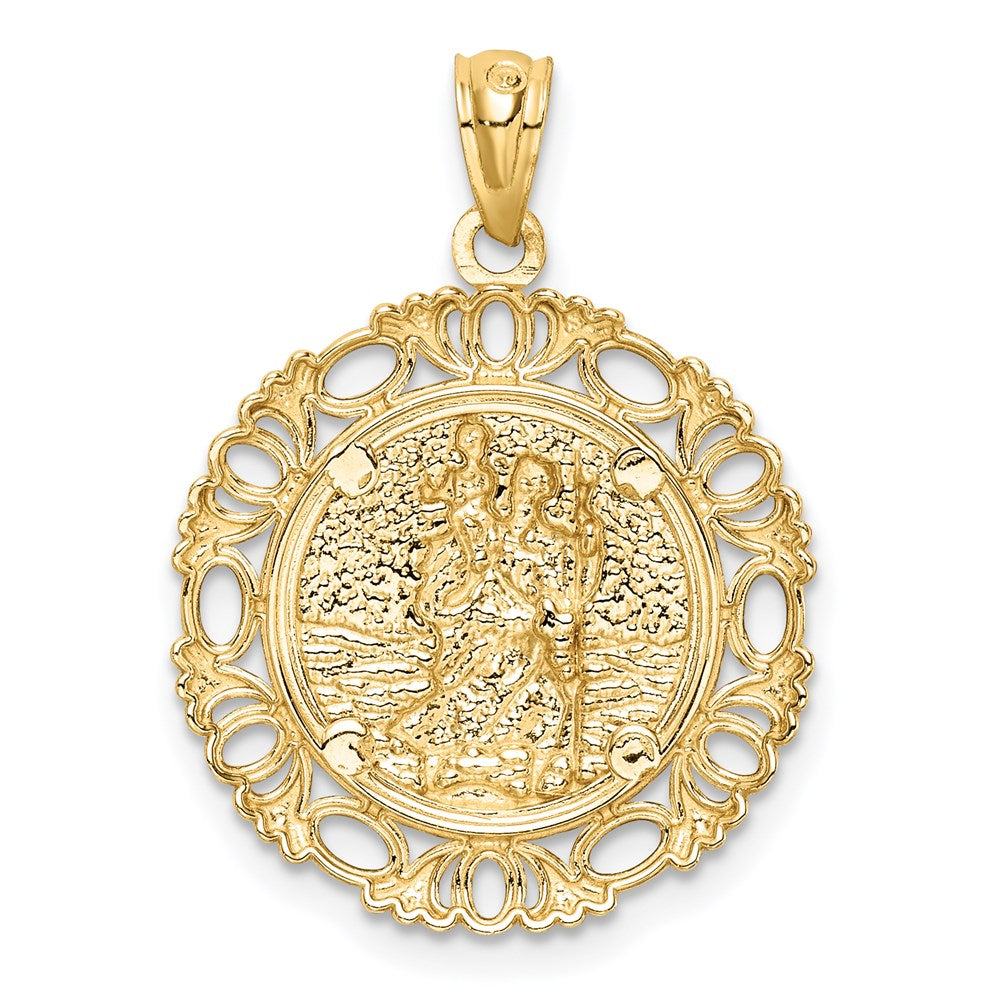 14k Yellow & Rhodium 18 mm St. Christopher Medal (1.81 grams)