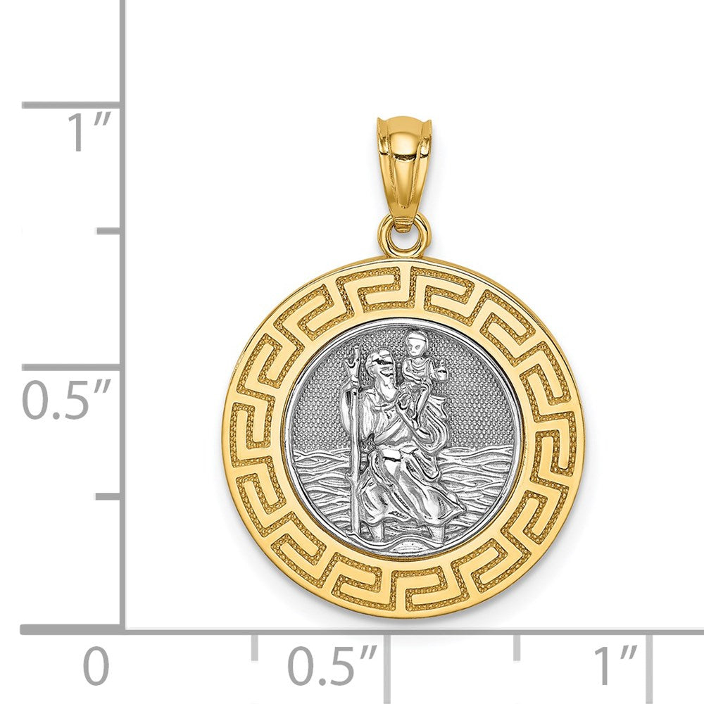 14k Yellow & Rhodium 18 mm St. Christopher Medal (1.83 grams)