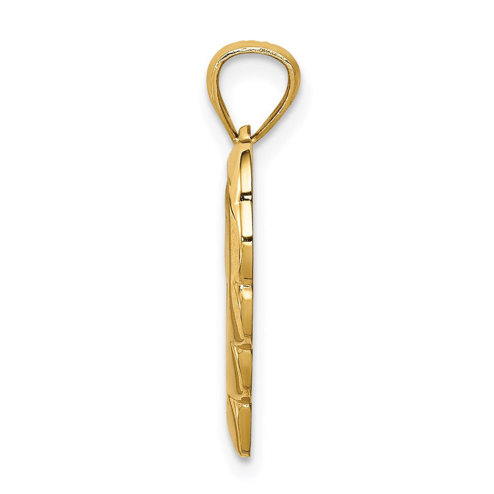 14K Angel in Heart Scalloped Edge Pendant (1.4 grams)