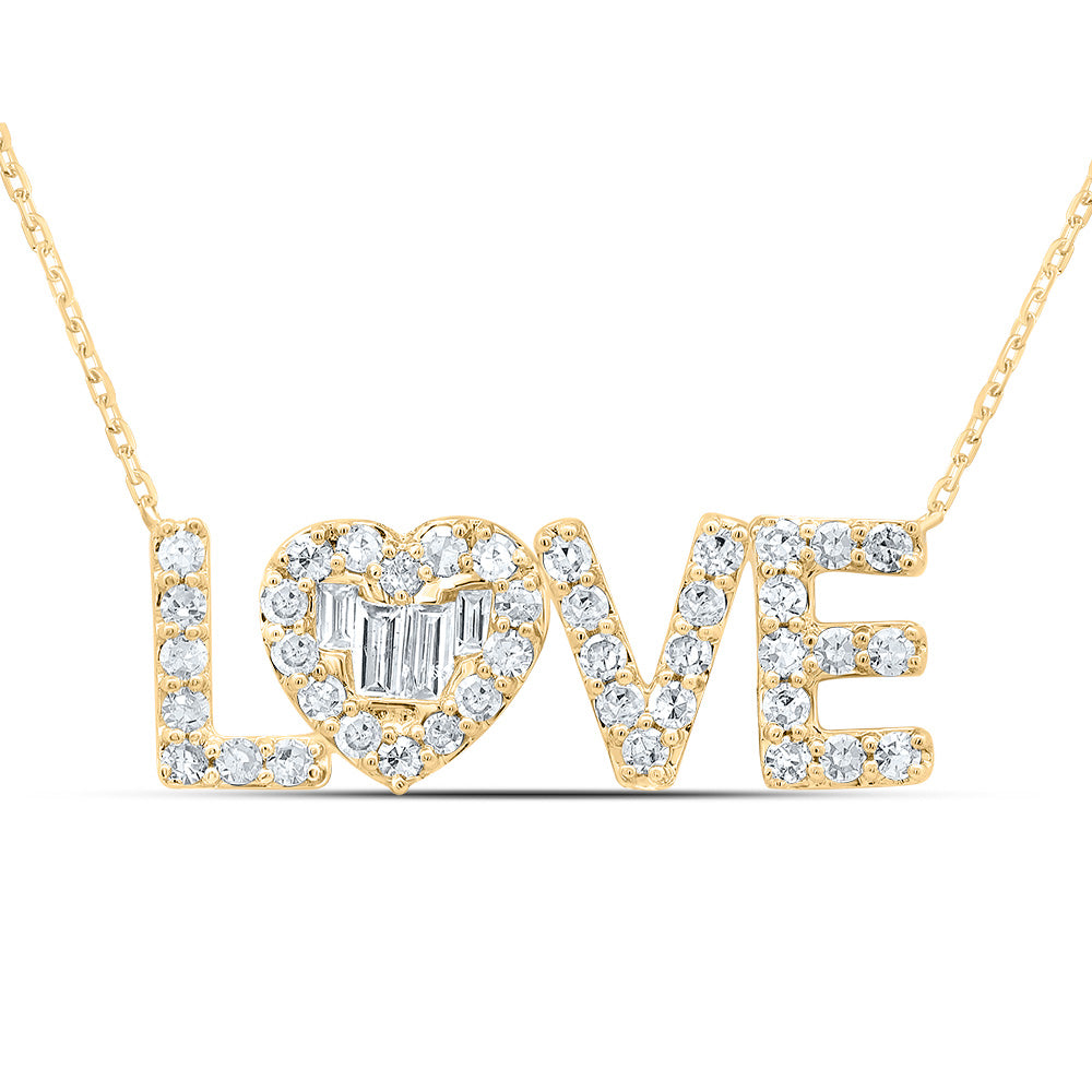 10Kt Gold 1/3Ctw-Dia Cn Fashion Love" Heart Necklace (17 Inch)"