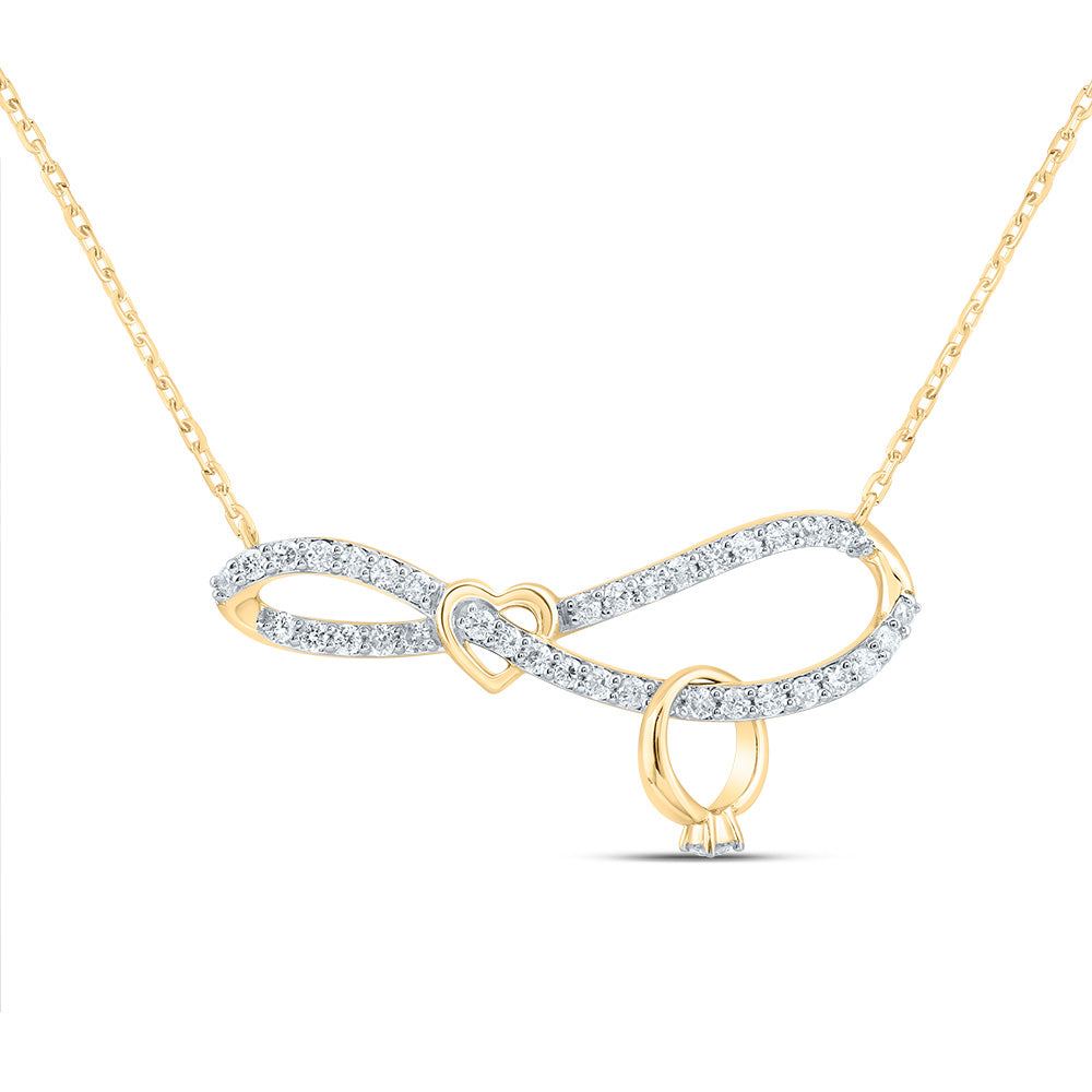 10Kt Gold 1/4Ctw-Dia Cn Fashion Infinity Heart Necklace (18 Inch)