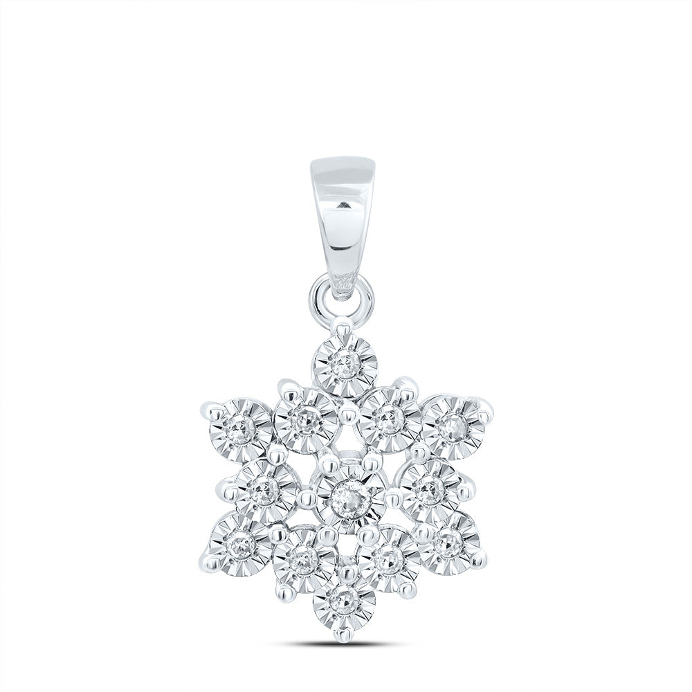 Sterling Silver 1/10Ctw-Dia P1 Gift Flower Pendant