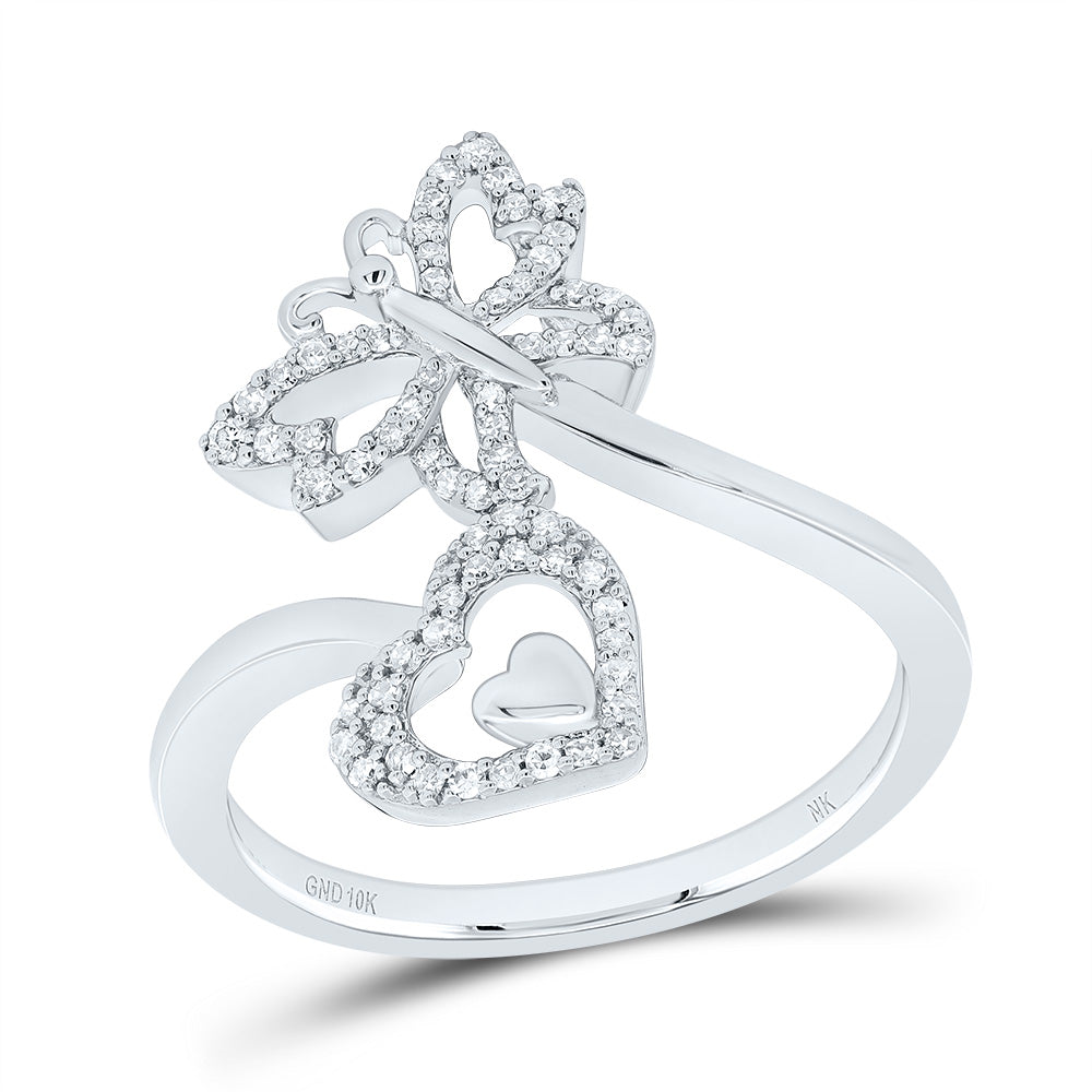 1/5Ctw-Nat Diamond Butterfly Heart Ring (3.13 grams)