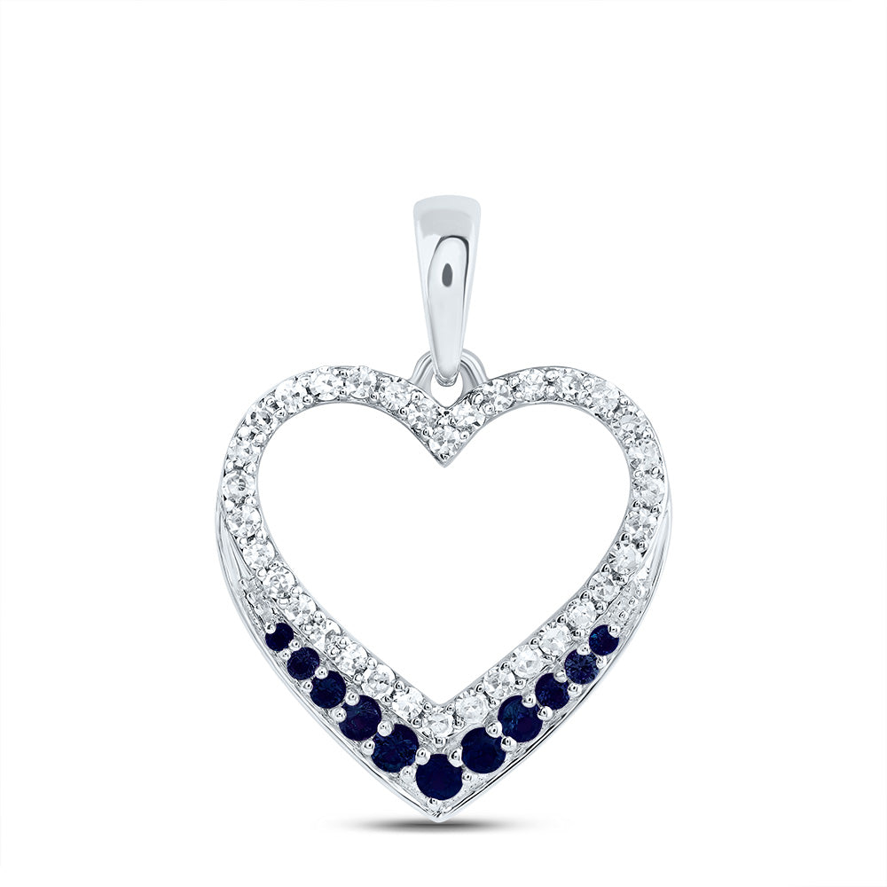 10Kt Gold 1/8Ctw-Dia Cn 1/10Ct-Rd-Bs,Nat Gem Heart Pendant