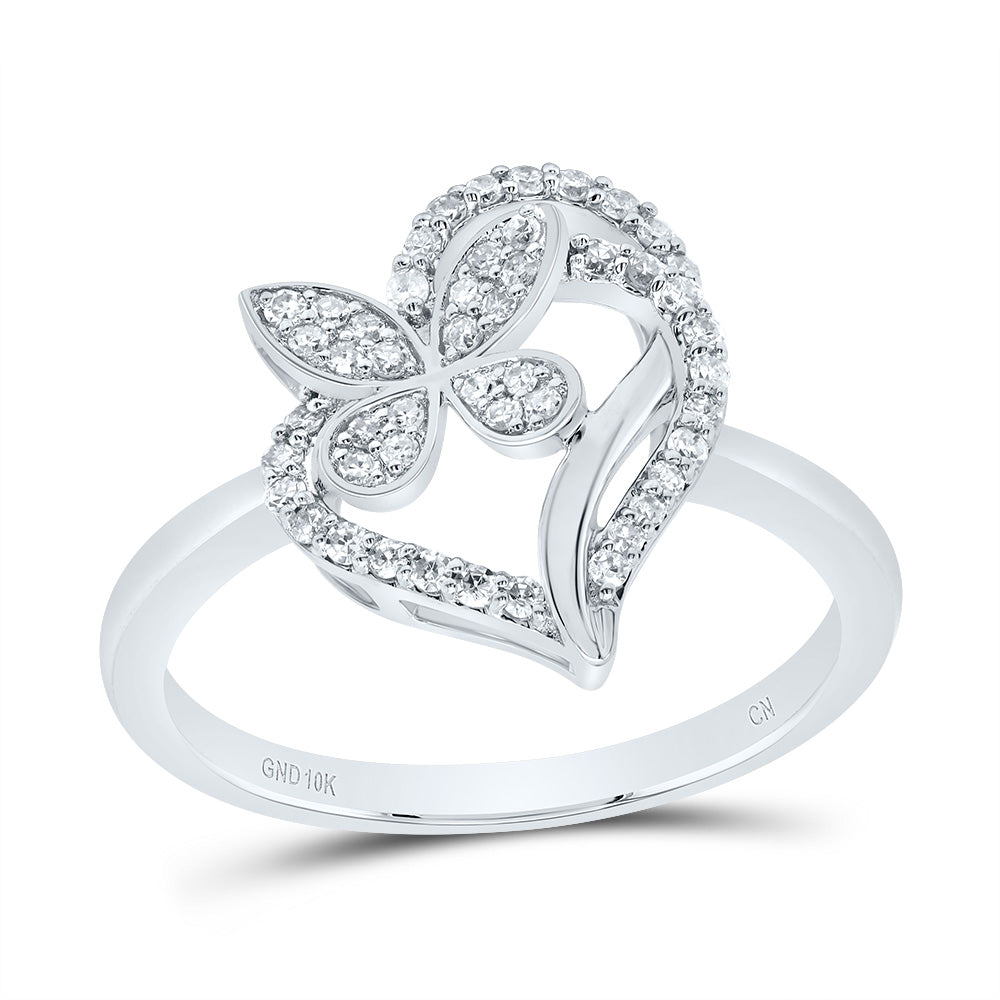 1/4Ctw-Nat Diamond Gift Butterfly Heart Ring (2.76 grams)