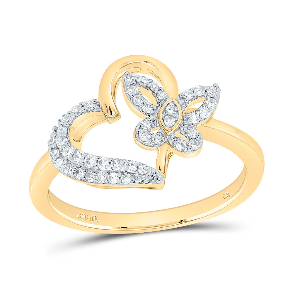 1/5Ctw-Nat Diamond Gift Butterfly Heart Ring (2.3 grams)