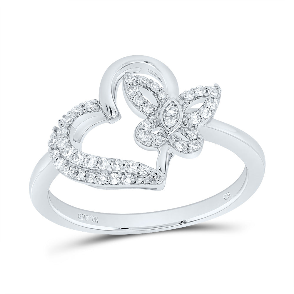 1/5Ctw-Nat Diamond Gift Butterfly Heart Ring (2.76 grams)